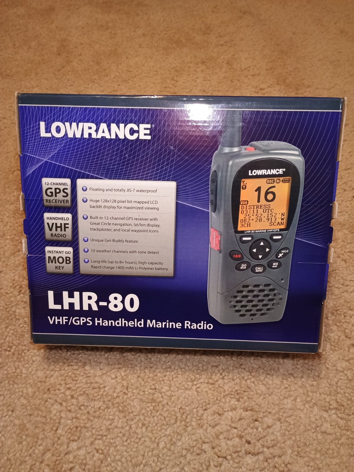 Lowrance LHR-80 VHF/GPS Handheld Marine Radio Full Kit
