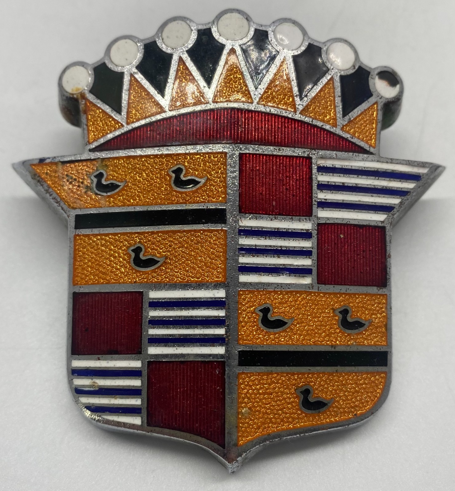 Vintage 1948 1949 Cadillac Hood Trunk Crest Emblem Ornament Cloisonne Original Vintage 1948 1949 Cadillac Hood Trunk Crest Emblem Ornament Cloisonne Original