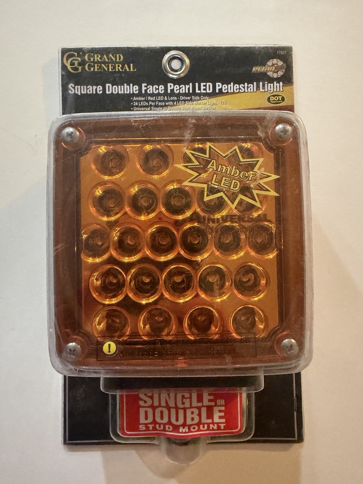 Grand General 77621 Driver Side Double Face Pedestal Light Amber/Red
