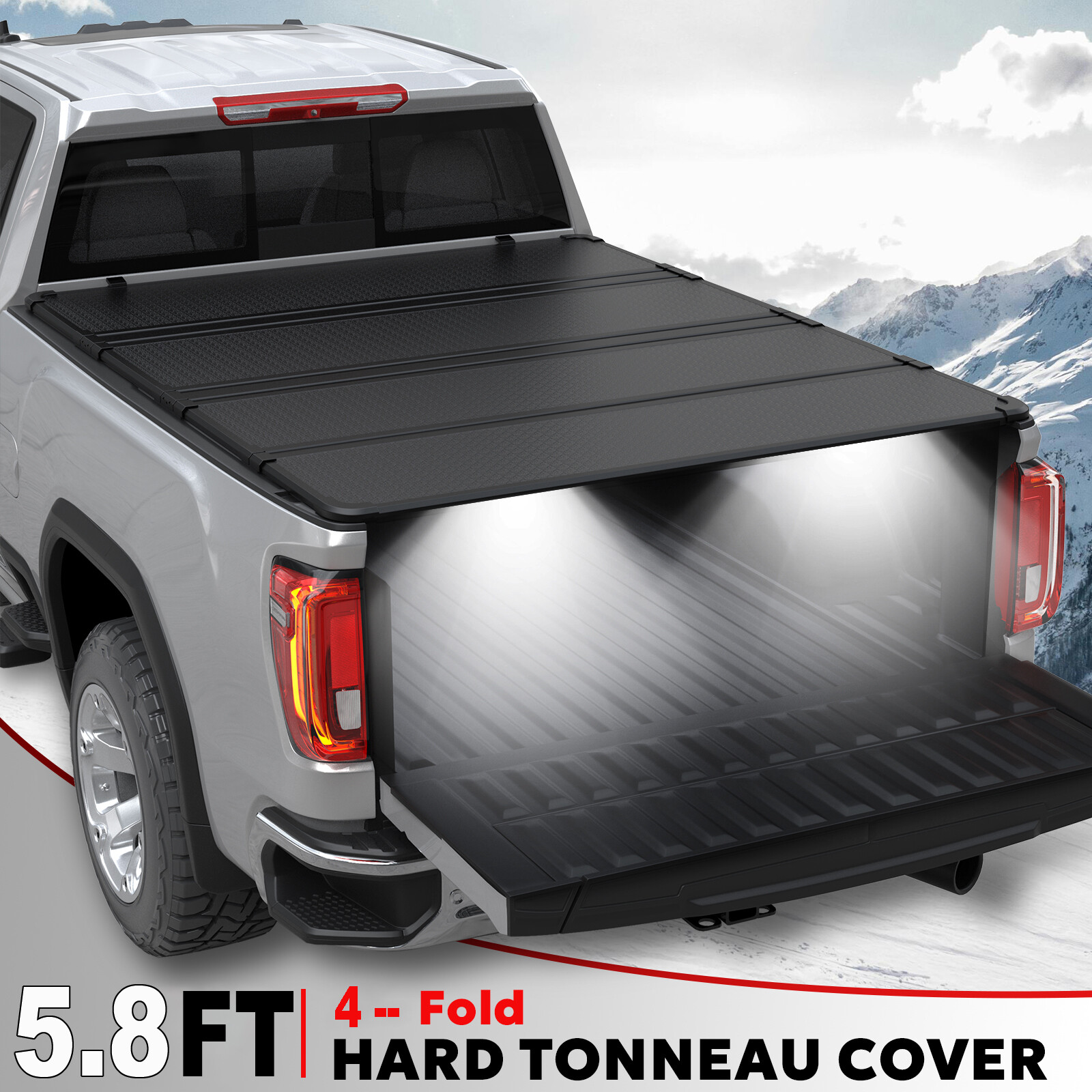 5.7/5.8FT 4-Fold Hard Truck Bed Tonneau Cover Fit 2017-2026 Nissan Titan 4-Fold 5.7/5.8FT 4-Fold Hard Truck Bed Tonneau Cover Fit 2017-2026 Nissan Titan 4-Fold