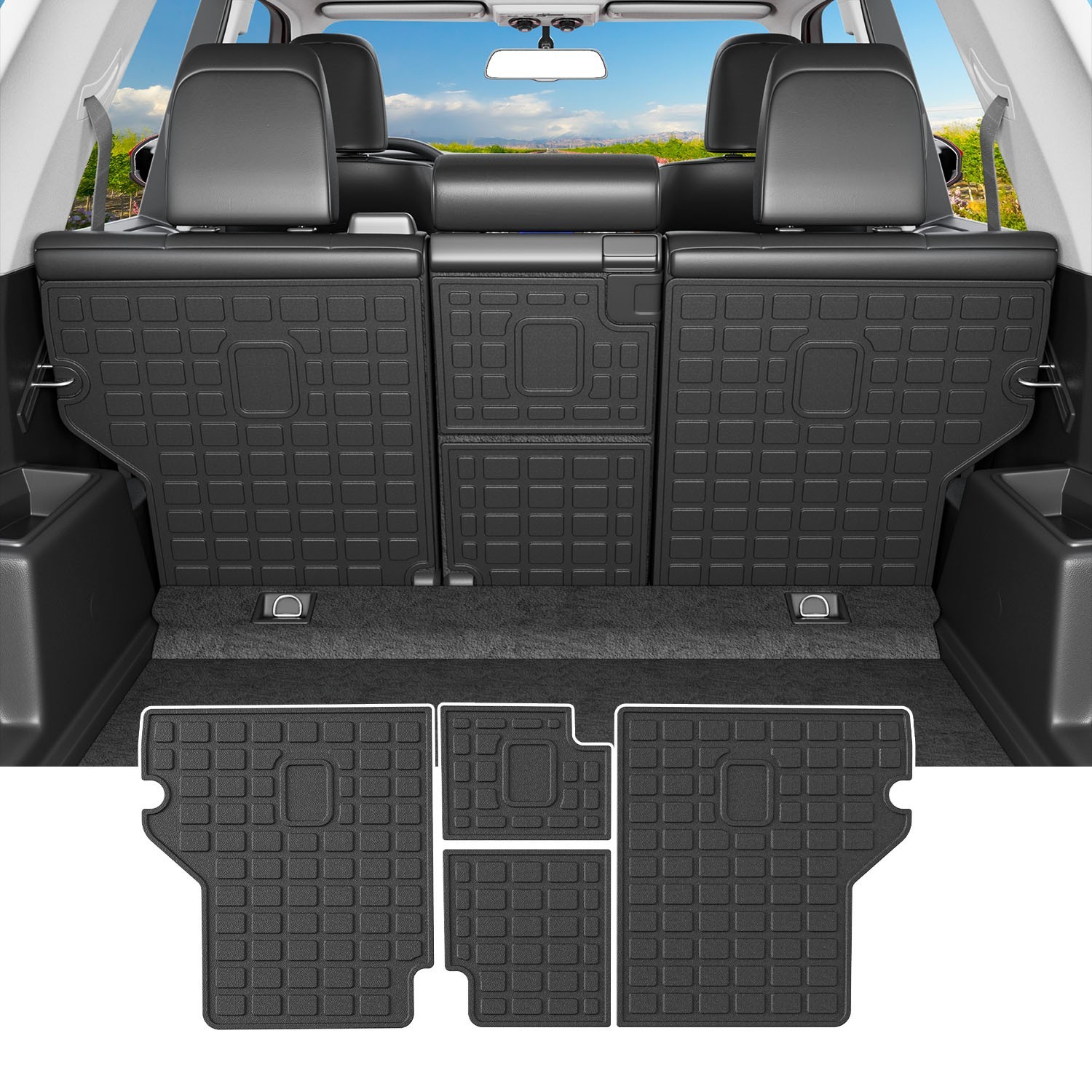 Fit 2010-2024 Toyota 4Runner 5 Seater Trunk Mats Backrest Mats TPE Cargo Liners Fit 2010-2024 Toyota 4Runner 5 Seater Trunk Mats Backrest Mats TPE Cargo Liners