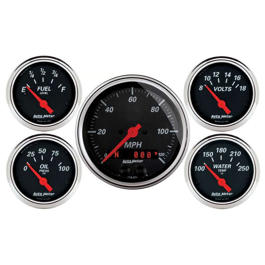 Autometer 1450 Designer Black Gauge Kit 5 Pc. 3-3/8\ Autometer 1450 Designer Black Gauge Kit 5 Pc. 3-3/8\