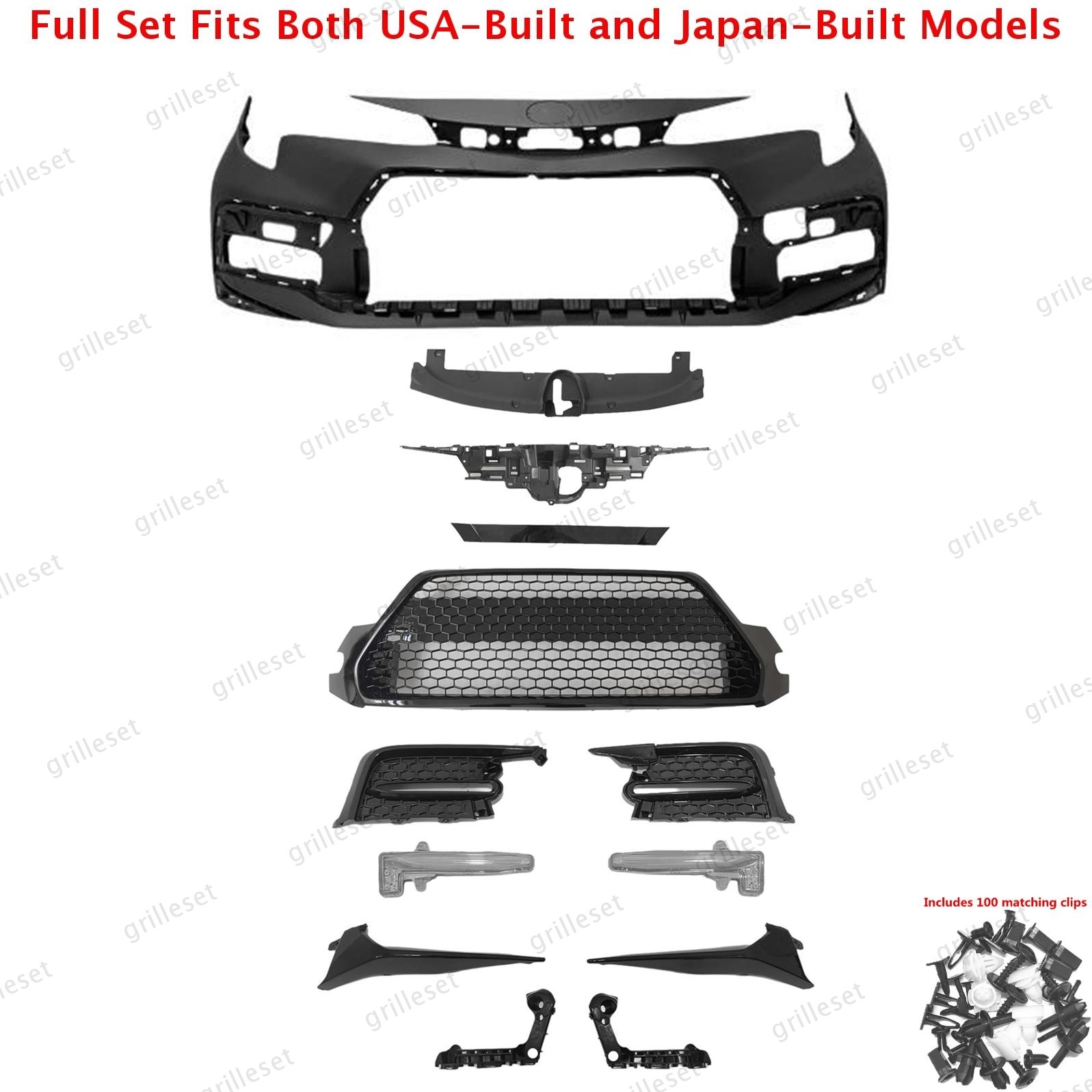 For Corolla SE 2020-2024 Complete 14PC Grille Set with Bumper Cover Fog lights