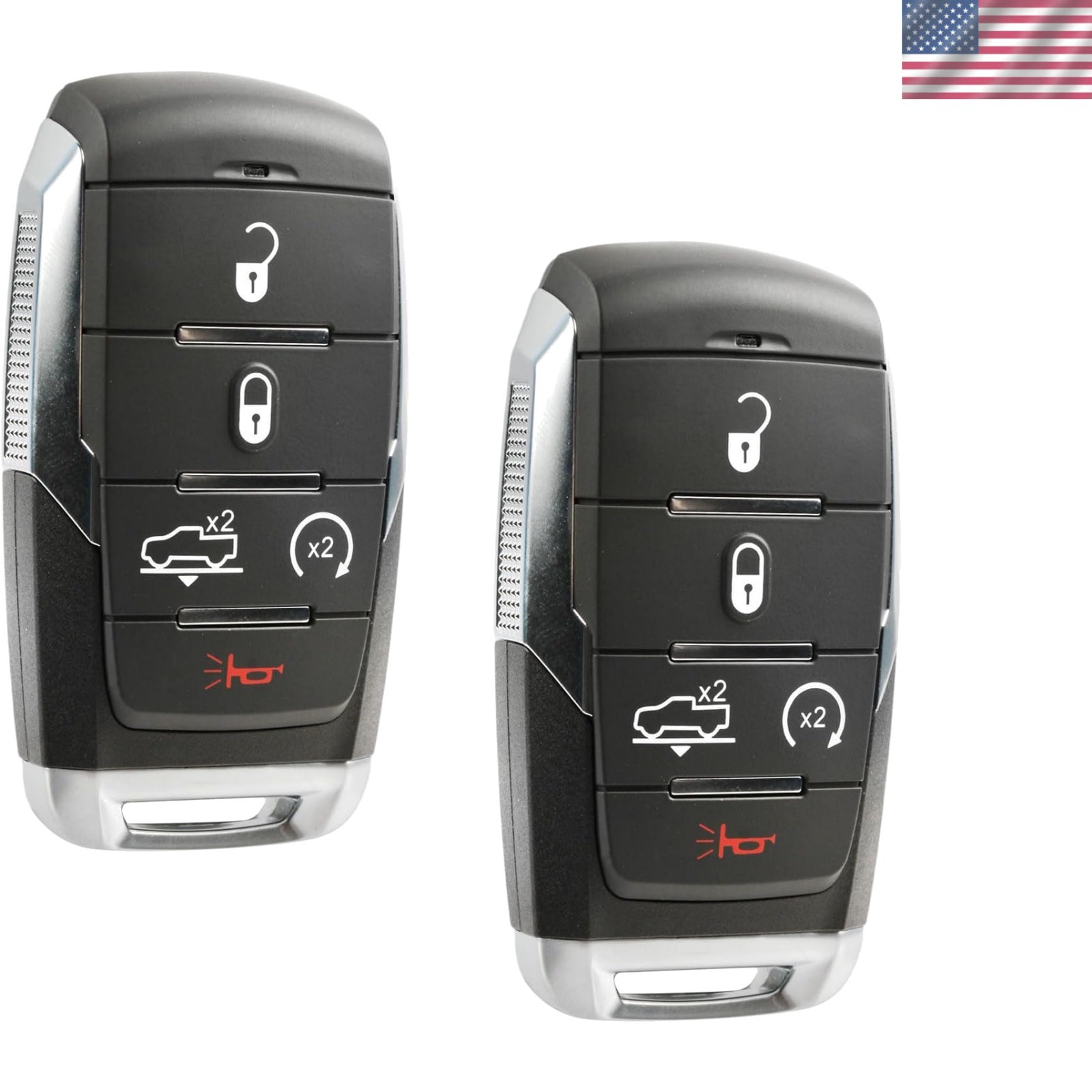 2  Remote Key Fob Fits 2019-2023 Ram 1500 Pickup 5-Button Smart Key PN: 68291...
