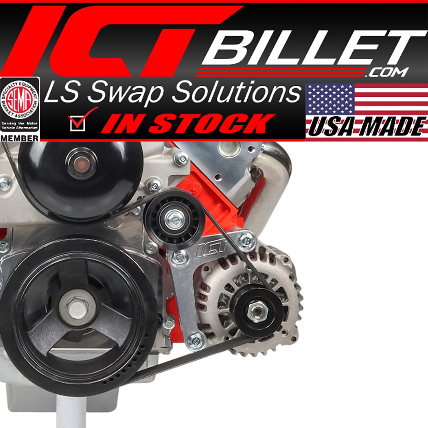 ICT Billet  Alternator Bracket Low Mount Compatible with LS Corvette