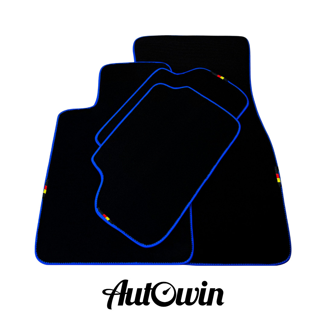AutoWin Brand Black Floor Mats for BMW X4M Series F98 SUV (2019-2024) Blue Trim
