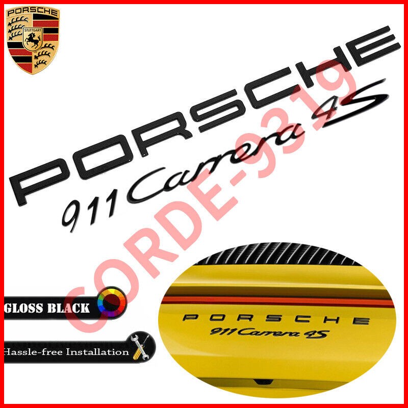 5P Gloss Black For Porsche 911 Carrera 4S Letters Rear Badge Emblem Deck Lid Set