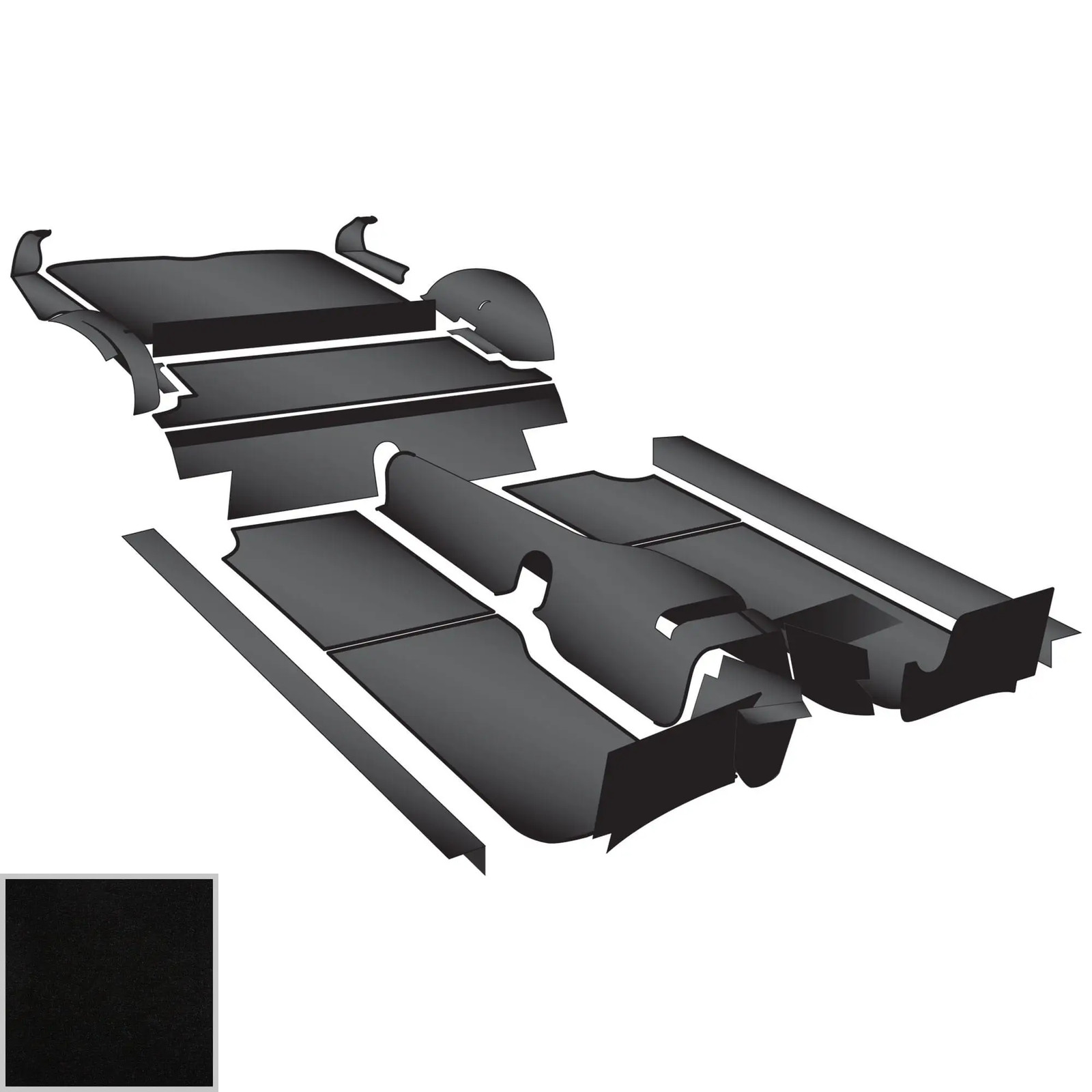 Moss Handcrafted Carpet Kit, Black, 1968-76 GT - MGB GT 1968-76, MGC GT 1968-69 Moss Handcrafted Carpet Kit, Black, 1968-76 GT - MGB GT 1968-76, MGC GT 1968-69