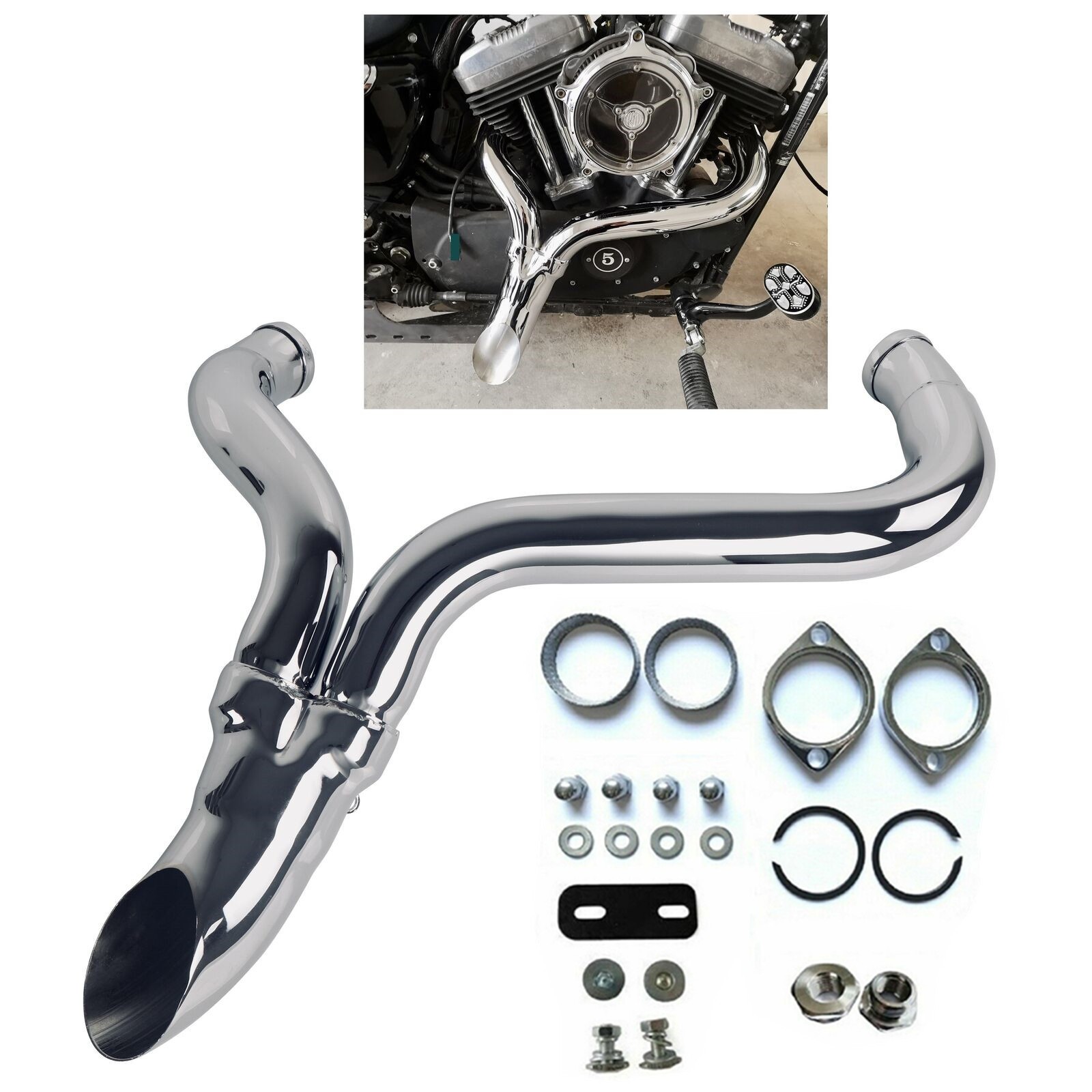 SHARKROAD 2-1 for 1984-Up Harley Sportster Exhaust,for Touring Exhaust, Softail.