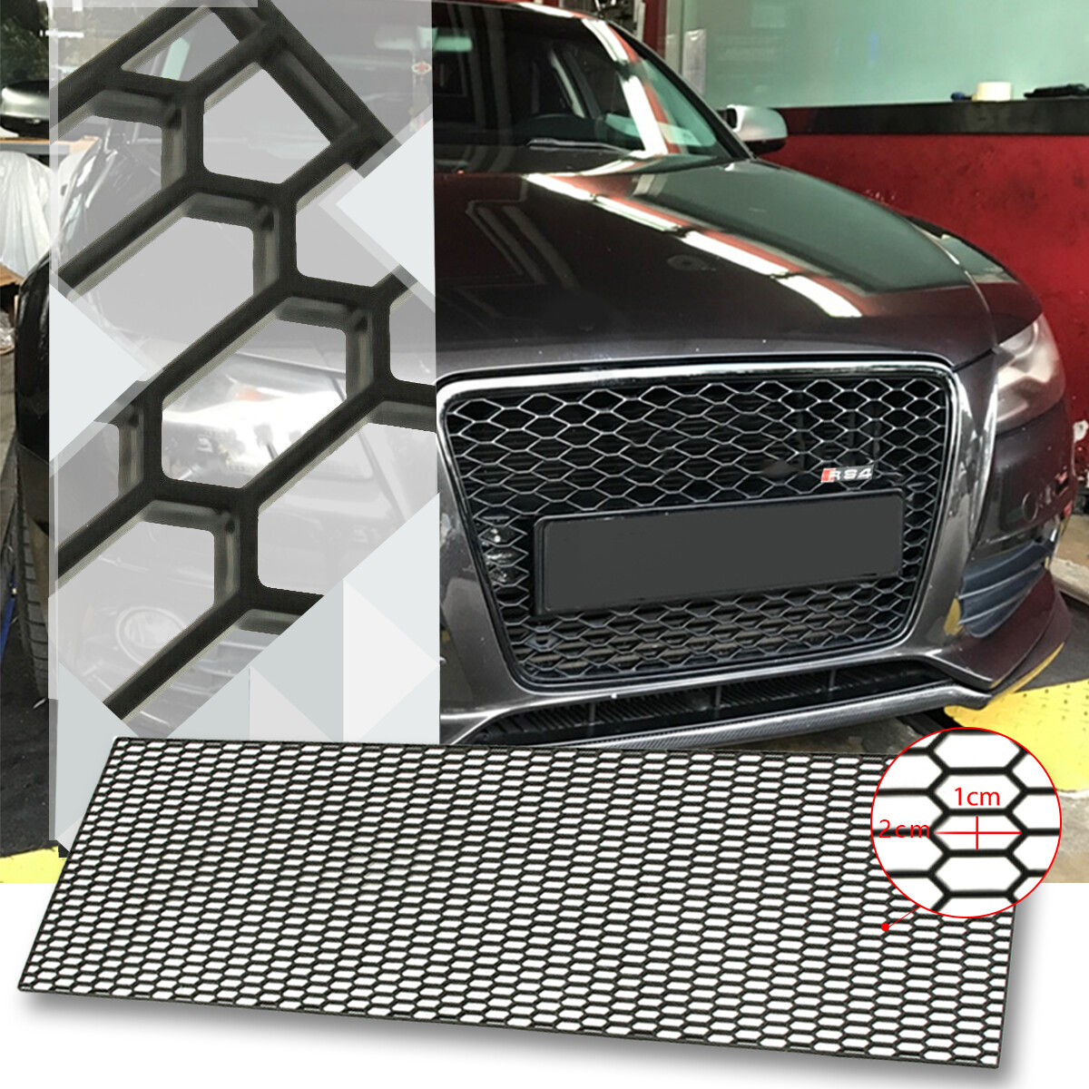 47\'\' X16\'\' Universal Car Front Bumper Honeycomb Hexagon ABS Grille Mesh Vent Net