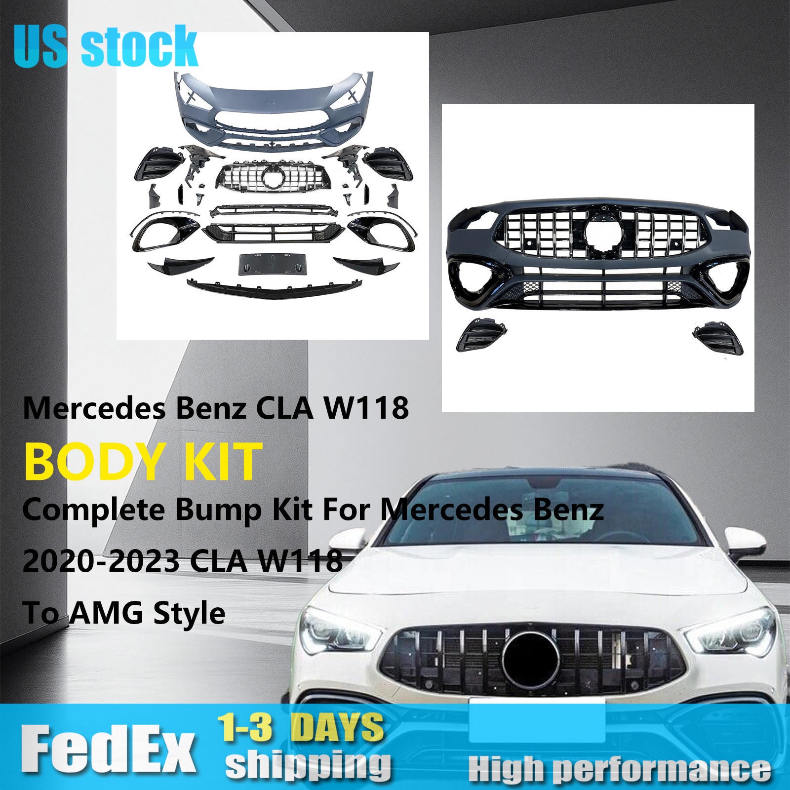 For 2020-23 Mercedes Benz w118 CLA To AMG Style Front Bumper Conversion Body Kit