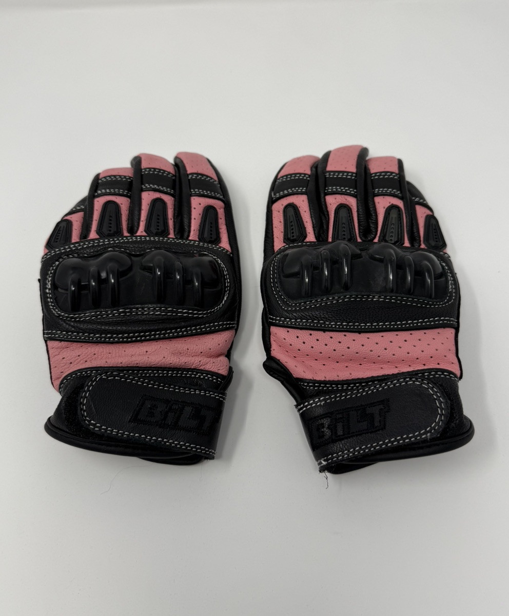BILT Women\'s Motorcycle Riding Gloves Leather Black and Pink Size XS BLG-33