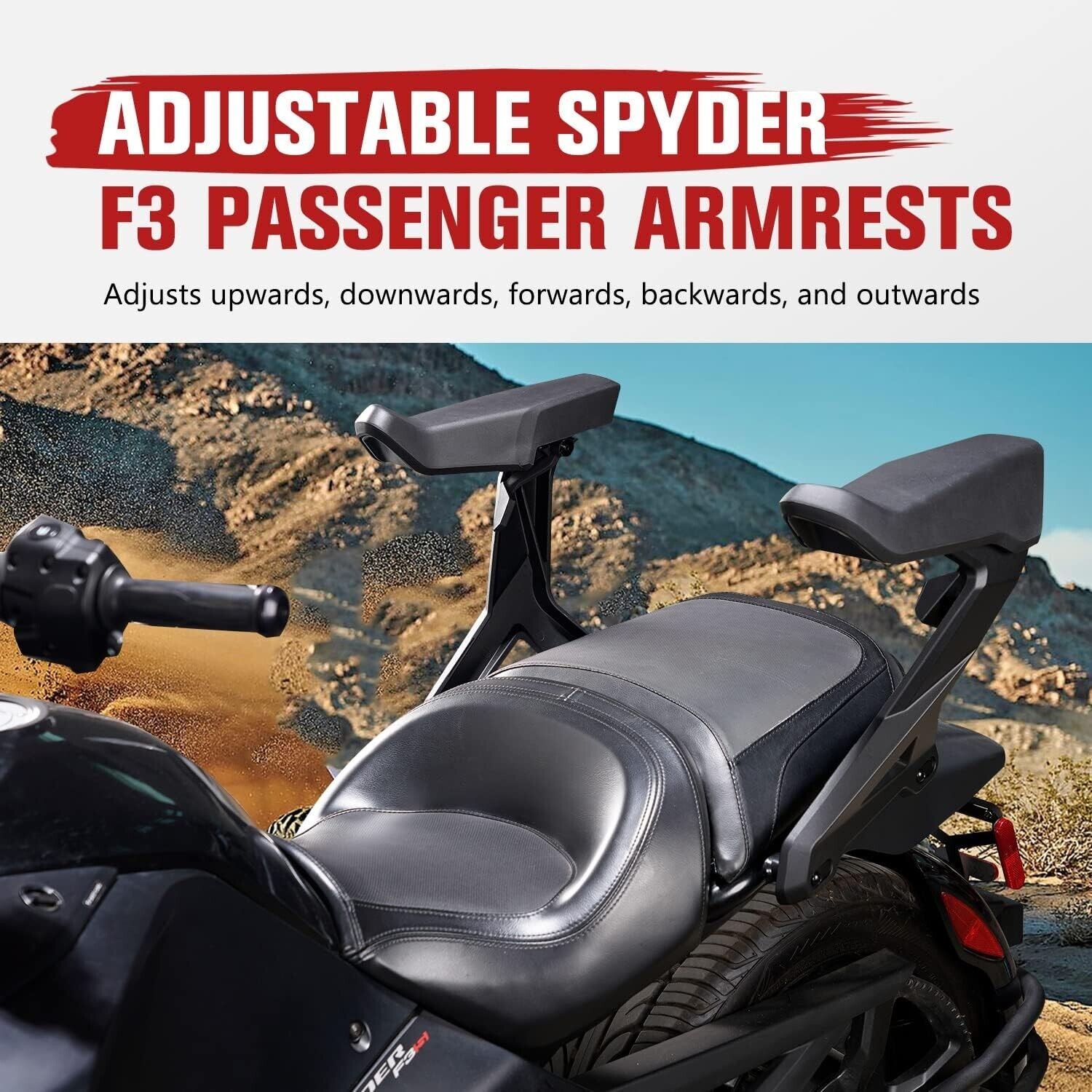 Can Am Spyder F3 Arm Rest Kit For Passenger Adjustable Armrests Fits 2015-2022