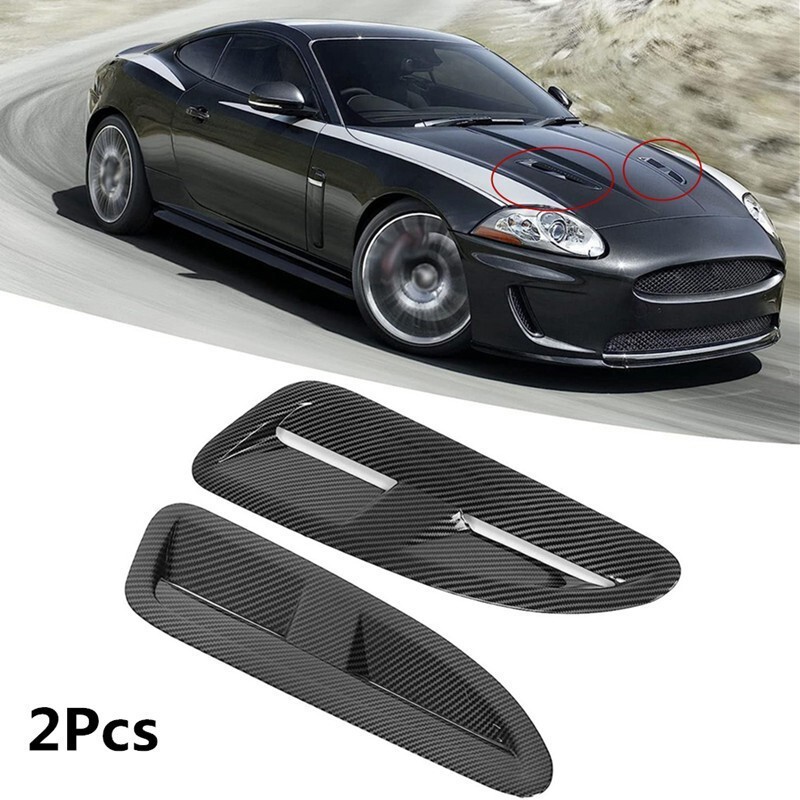 2xCar Carbon Fiber Front Hoods Bonnet Vents Air Outlet Cover Trim for Jaguar XKR