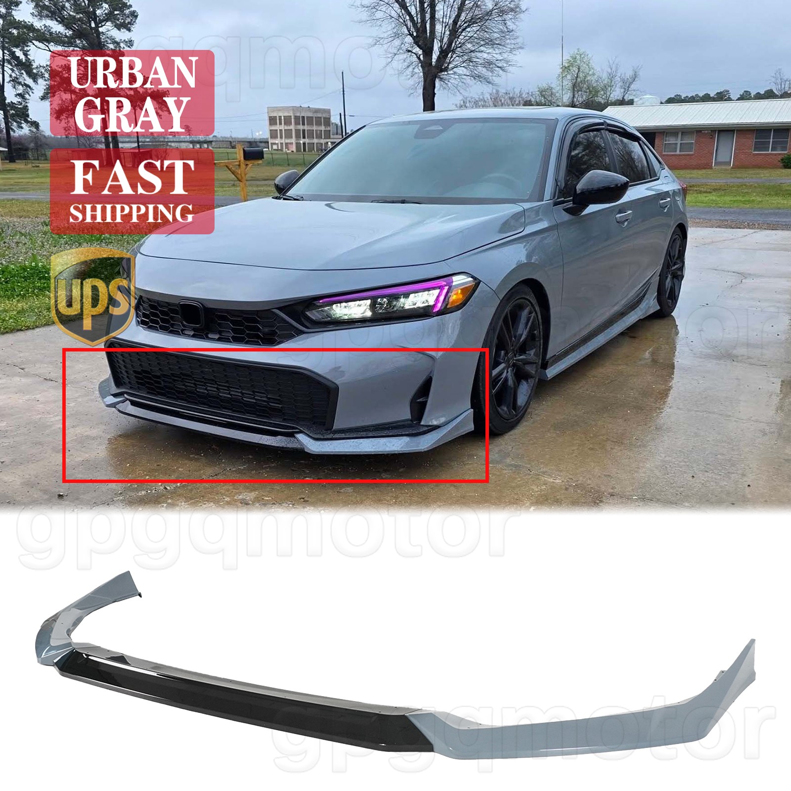 For Honda Civic Sedan Hatch 2025-26 Yofer Urban Gray Front Bumper Lip Splitters