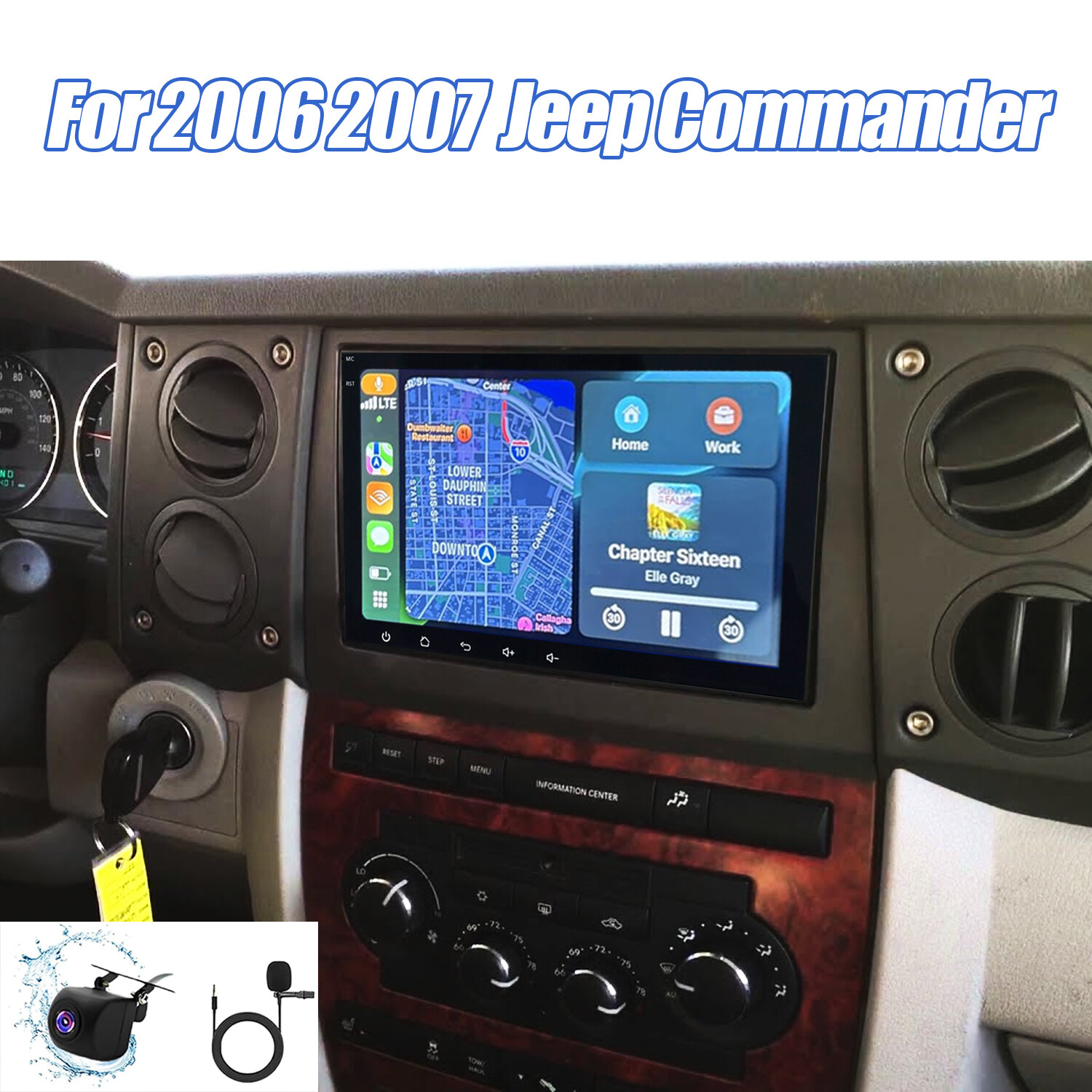 64G For Jeep Commander 2006 2007 Limited Radio Carplay Android14 GPS Navi Stereo