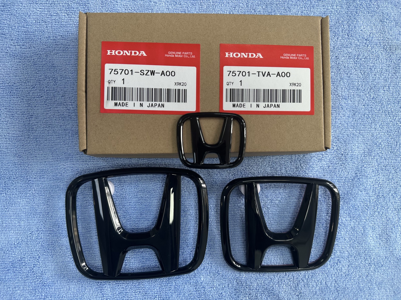 Genuine 3Pcs Front Rear Steering Emblem Black H For Accord Sedan 4Dr 2008-2017