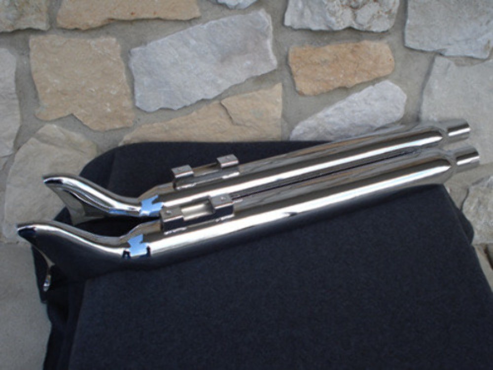 DNA CHROME FISHTAIL EXHAUST FOR HARLEY TOURING BAGGERS ROAD KING 1995-2016