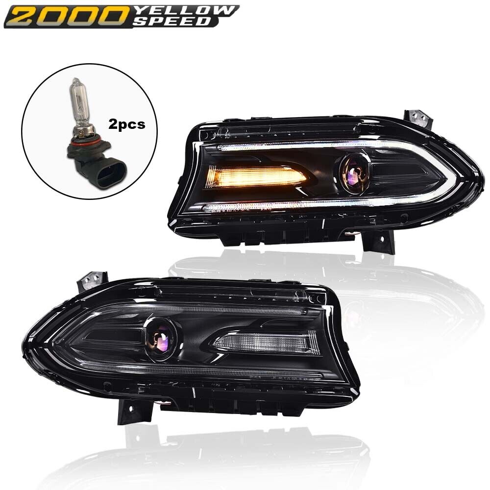 Projector Headlights w/ LED DRL Fit For Dodge Charger Halogen Models 2015-2022 