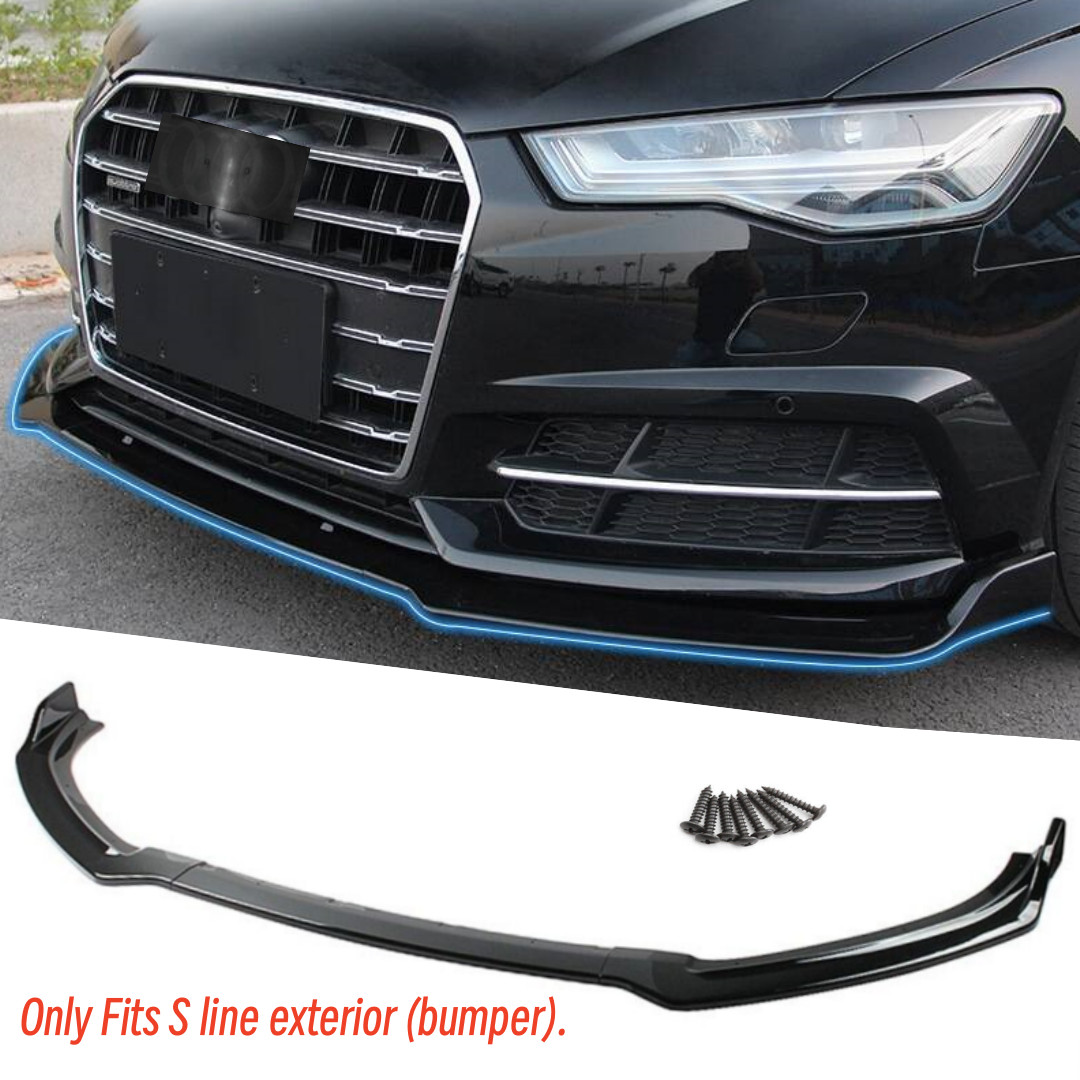 Fit For  AUDI S6 A6 S Line C7.5 Front Bumper Splitter Lip Gloss Black 2016-2018