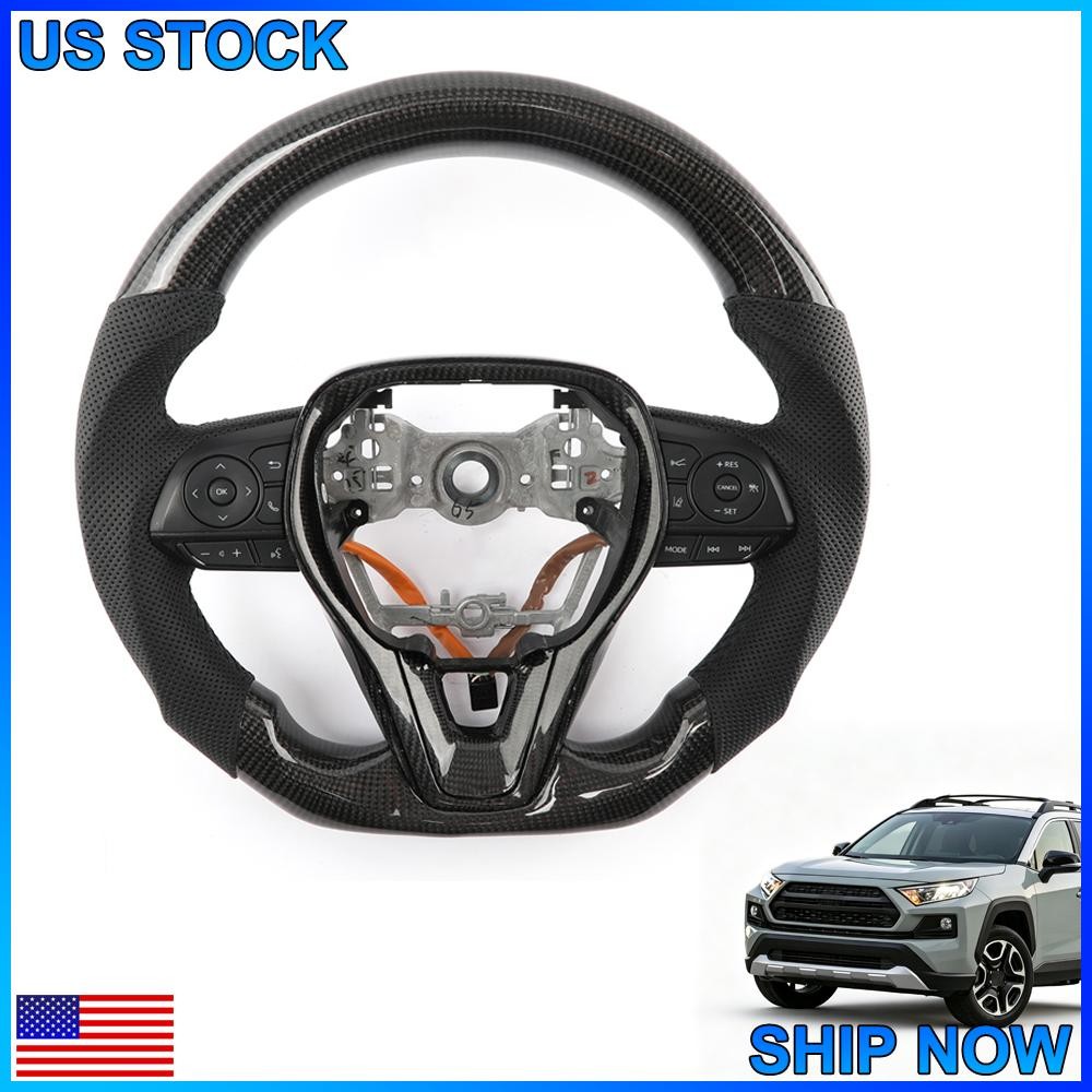 For 2018-23 Toyota Camry Rav4 Corolla W/ Button Real Carbon Fiber Steering Wheel