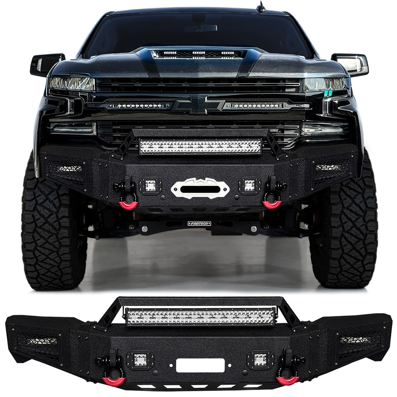 Vijay Fits 2019-2021 Chevy Silverado 1500 Front Bumper w/ Winch Plate LED Lights