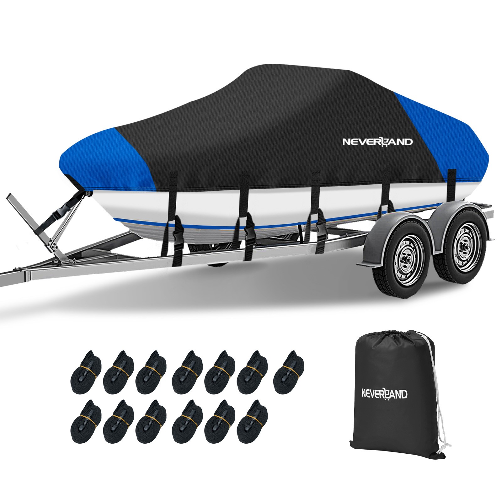 14FT 15FT 16FT Waterproof Boat Cover Trailerable Protection for V-Hull  Tri-Hull