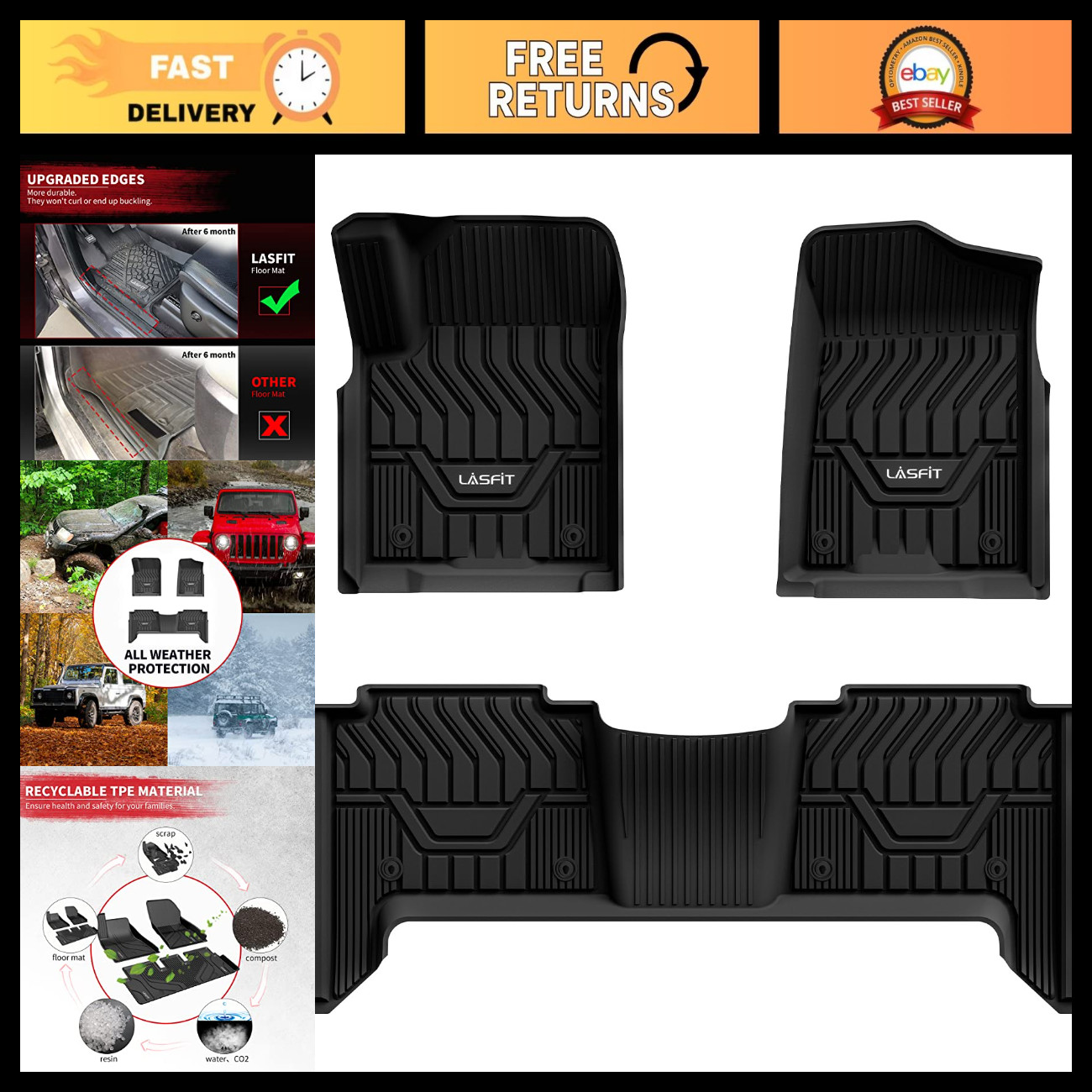All-Weather Floor Mats for Nissan Armada 2017-2018, QX56 2011-2013, QX80 2014-20