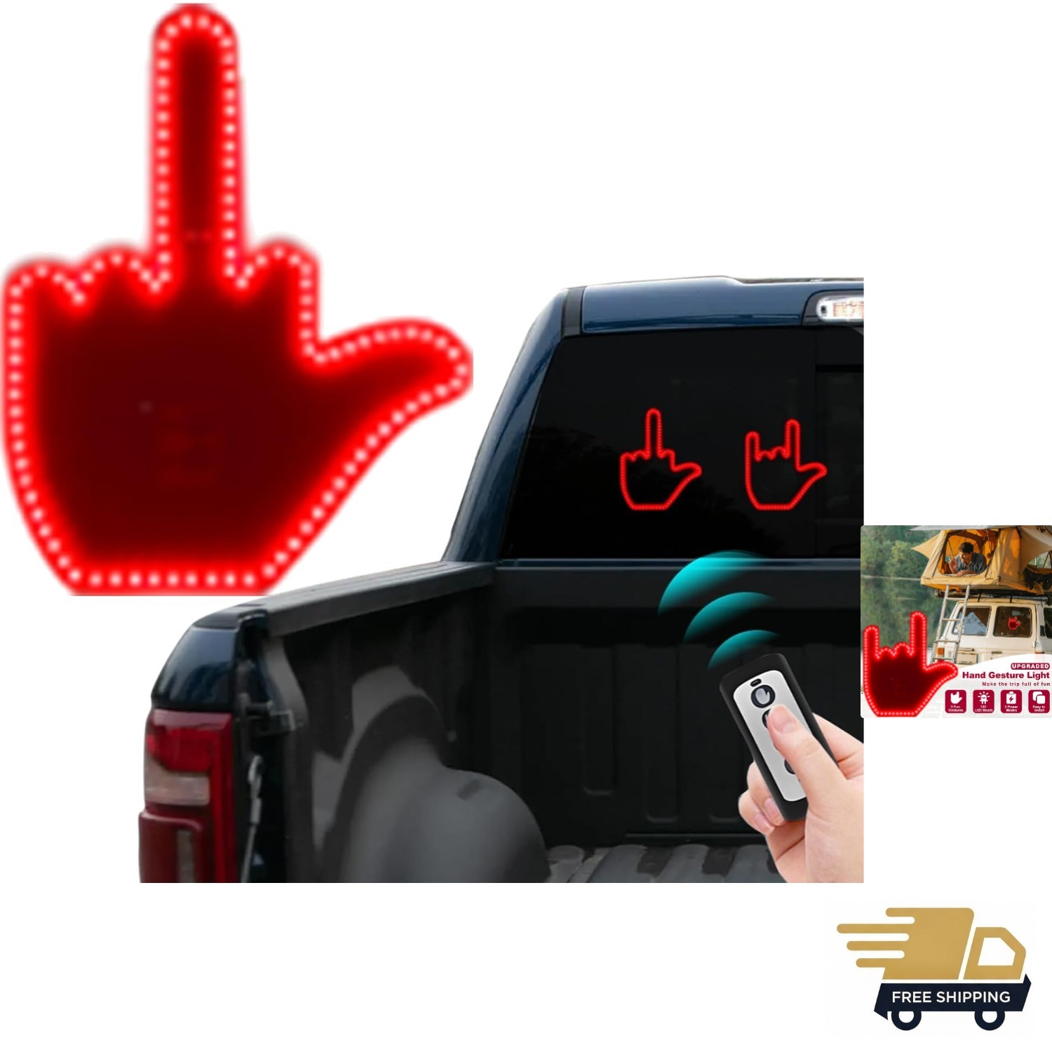 Car Light LED Hand Gesture with Remote Express Fun Road Rage Accessories