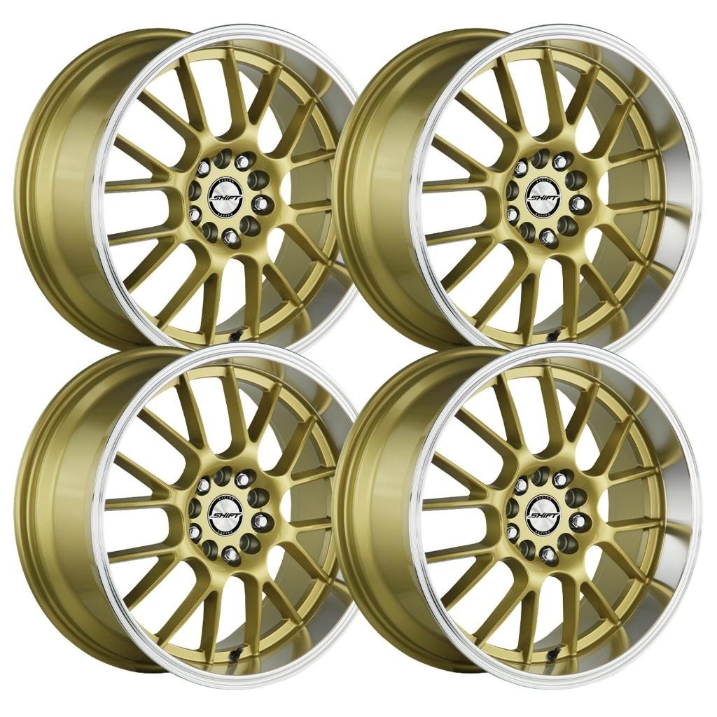 (Set-4) Shift Crank 18x8.5 5x114.3/5x120 30MM Gold Polished Lip wheels rims