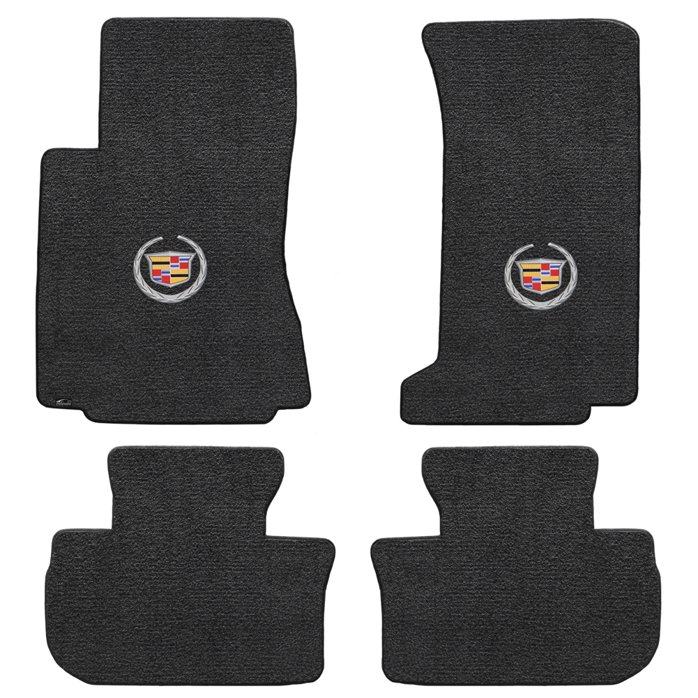 2009-2012 Cadillac CTS-V Sedan & Wagon 4pc Ebony Black Floor Mats - Crest Logo