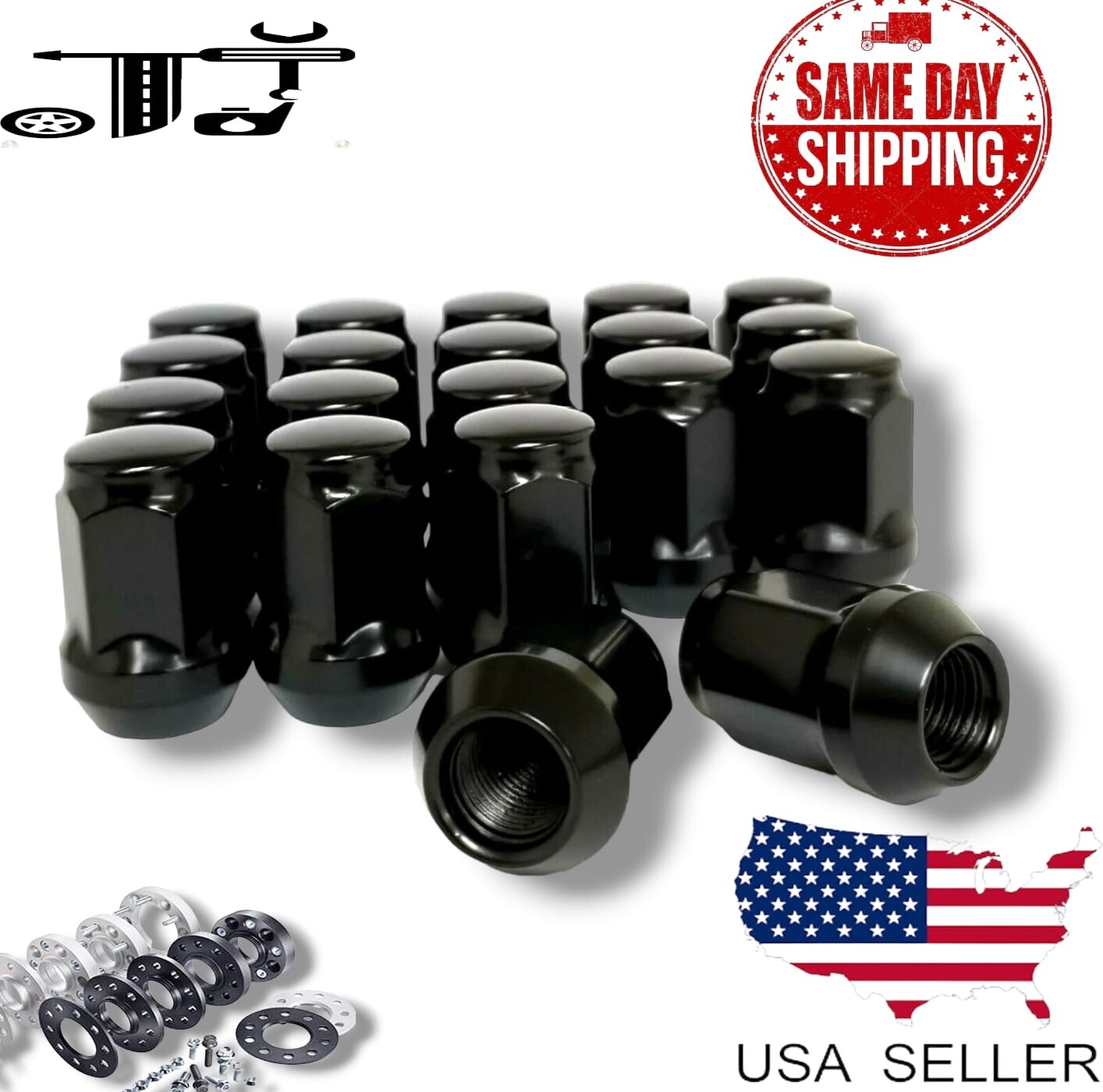 20PCS FOR DODGE CLOSED BLACK BULGE ACORN LUG NUTS 12X1.5 1.38 20PCS FOR DODGE CLOSED BLACK BULGE ACORN LUG NUTS 12X1.5 1.38