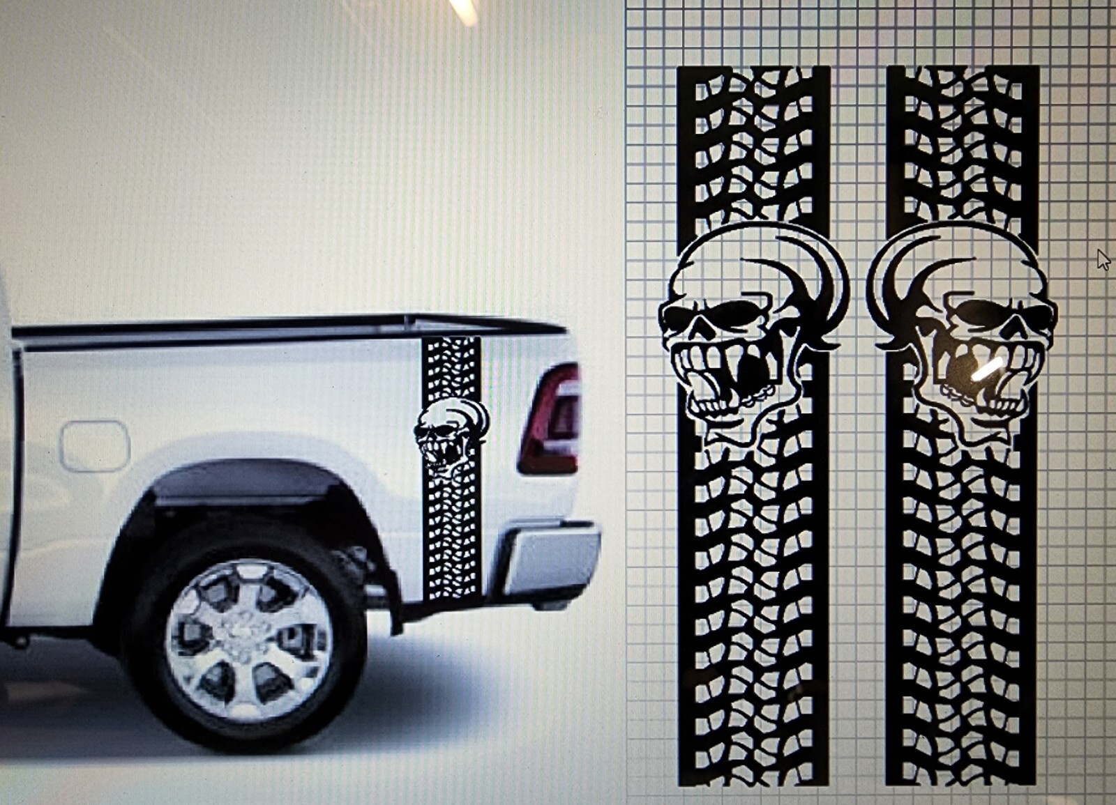 Skull Tire tread Bed Compatible with Dodge Ford Chevy Vinyl Truck Bedstripe Skull Tire tread Bed Compatible with Dodge Ford Chevy Vinyl Truck Bedstripe