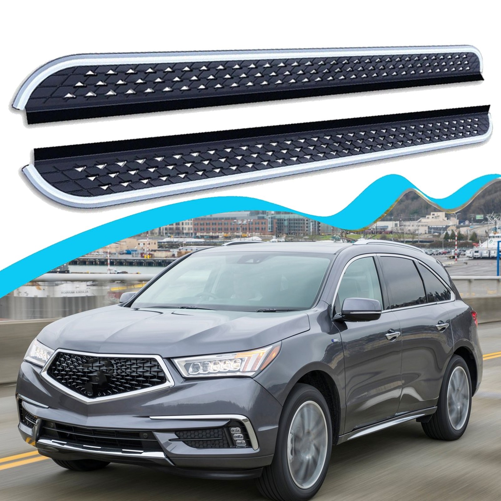 Alu Running Board Fits for Acura MDX 2014-2020 2021 Side Step Pedal Nerf Bars