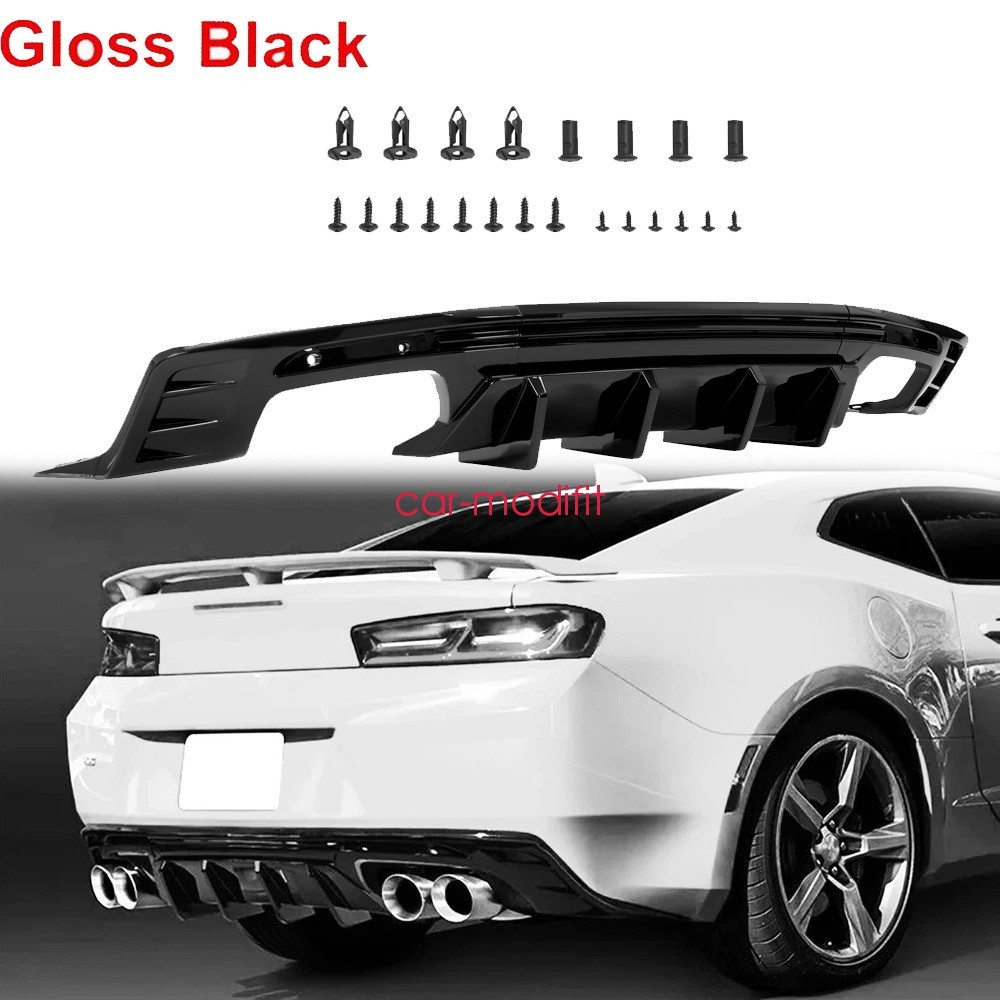 Fits 2016-2024 CHEVY CAMARO SS LT1 LS Rear Bumper Lip Diffuser Glossy Black