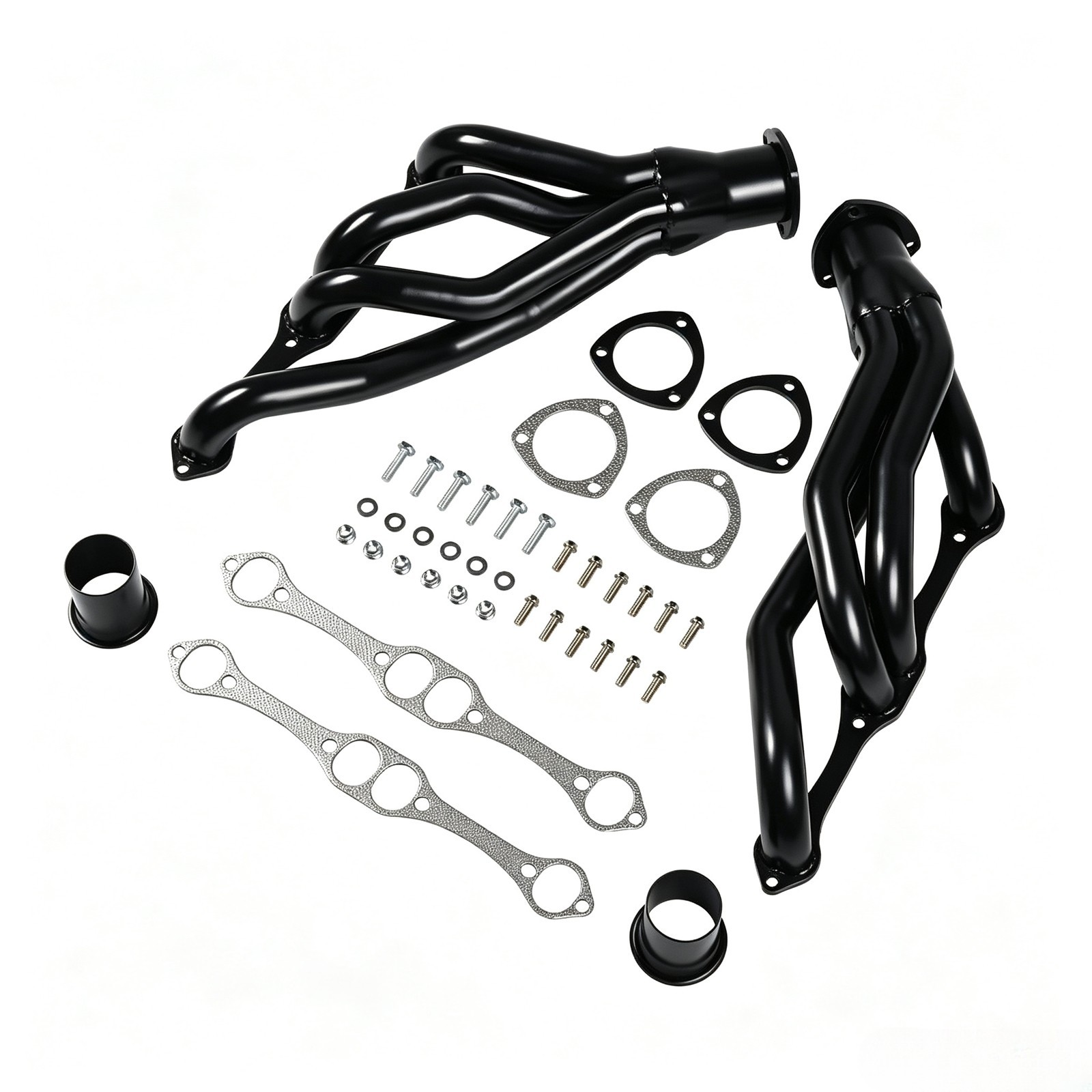 Black K Exhaust Header for Chevy Small Block SB V8 262 265 283 305 327 350 400 Black K Exhaust Header for Chevy Small Block SB V8 262 265 283 305 327 350 400