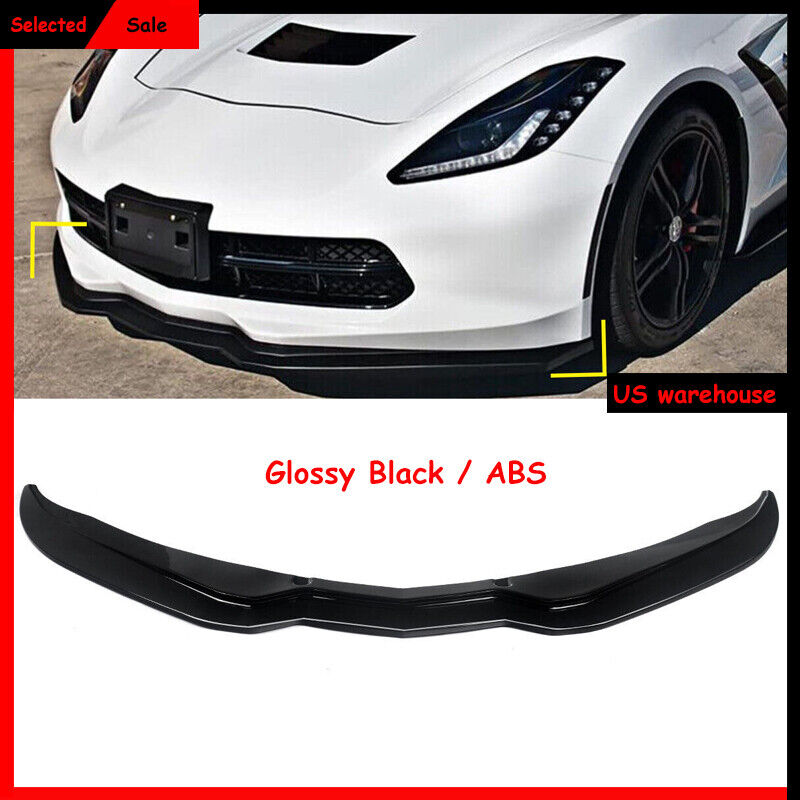 Front Lip Splitter For 2014-2019 C7 Corvette Z06 STG Stage 3 Gloss Black 1PC