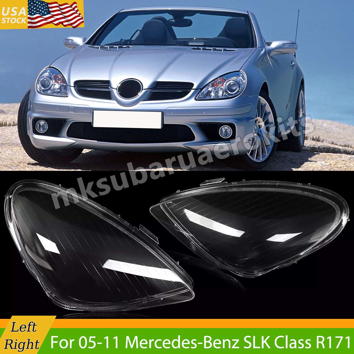 Headlight Headlamp Lens Cover For 05-11 Mercedes-Benz R171 SLK350 SLK300 SLK200