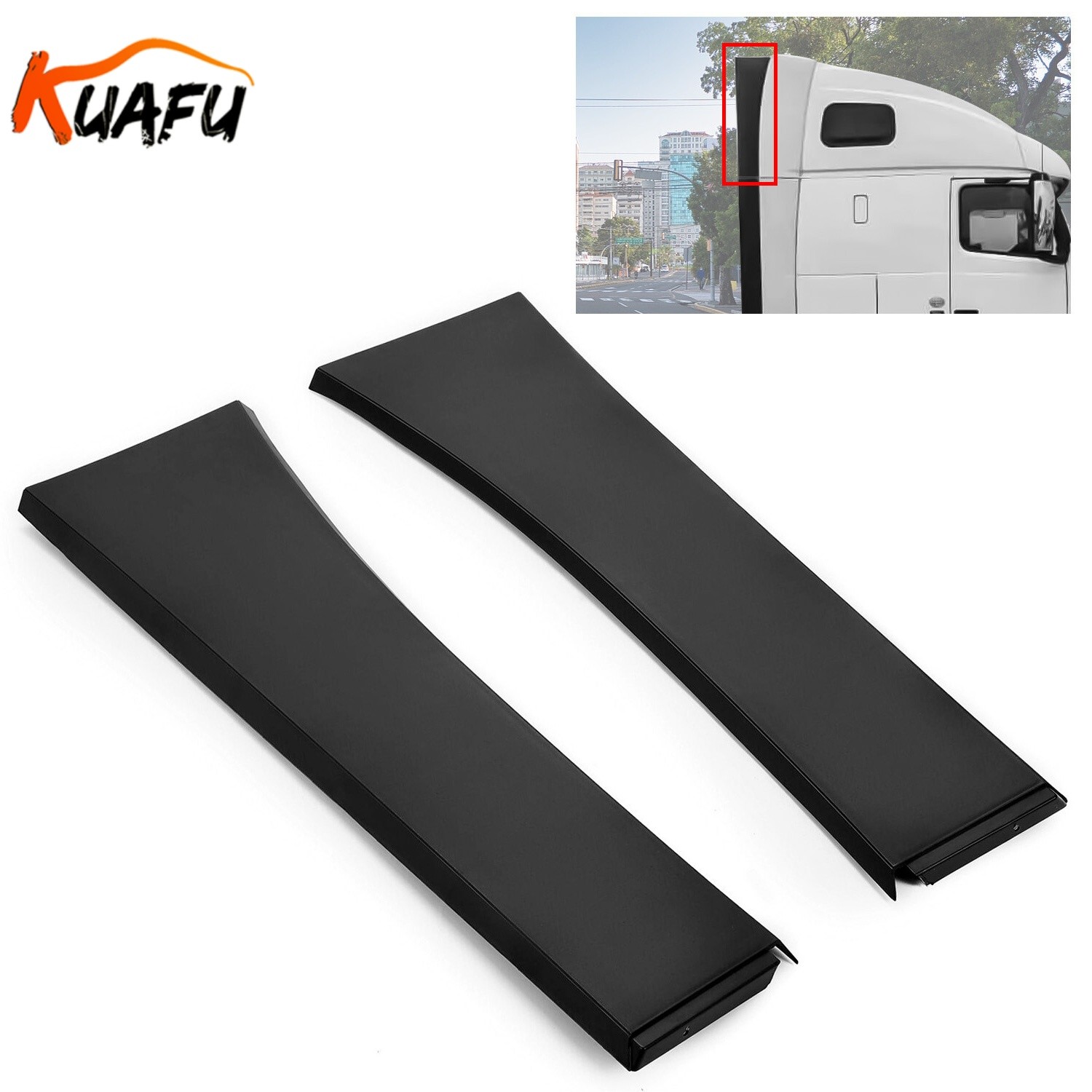 2PCS Upper Cab Fairing Extension Air Deflector For Volvo VNL 2004-2016 #82286080
