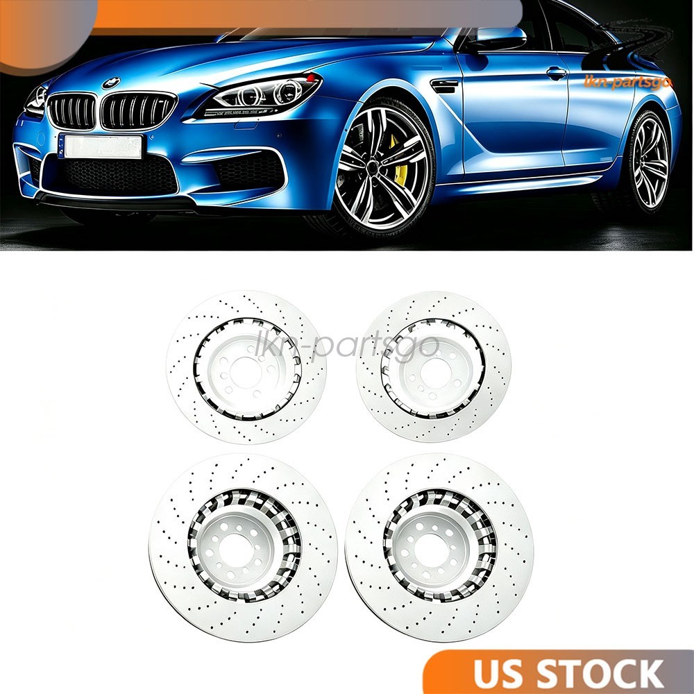 4PCS For BMW M5 M6 F06 F10 F12 F13 Front Rear Vented & Drilled Brake Disc Rotors