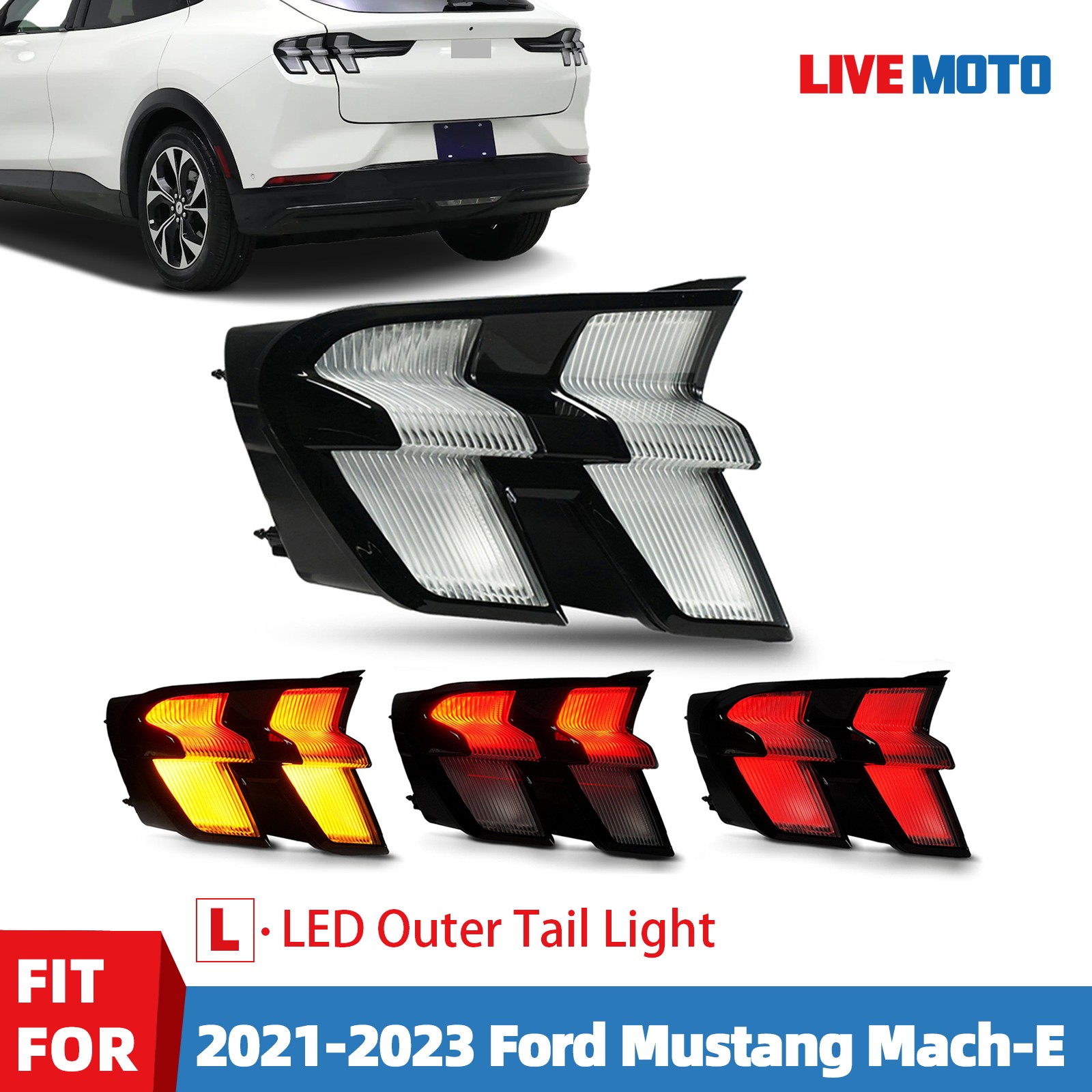 For 2021-2023 Ford Mustang Mach-E LED Outer Tail Light Brake Lamp Left Driver LH For 2021-2023 Ford Mustang Mach-E LED Outer Tail Light Brake Lamp Left Driver LH