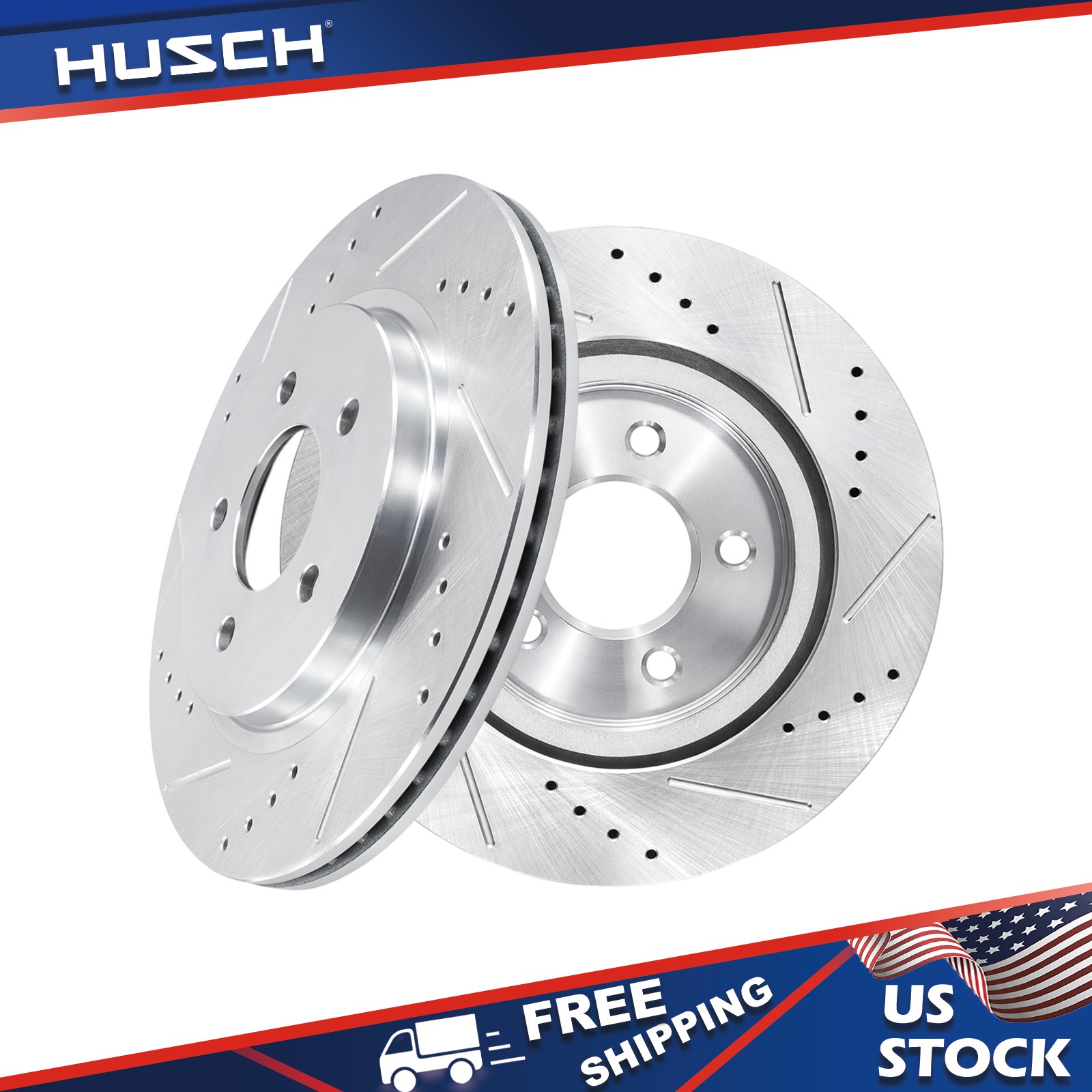 11.81 inch Rear Drilled & Slotted Disc Brake Rotors for 2005 - 2014 Ford Mustang