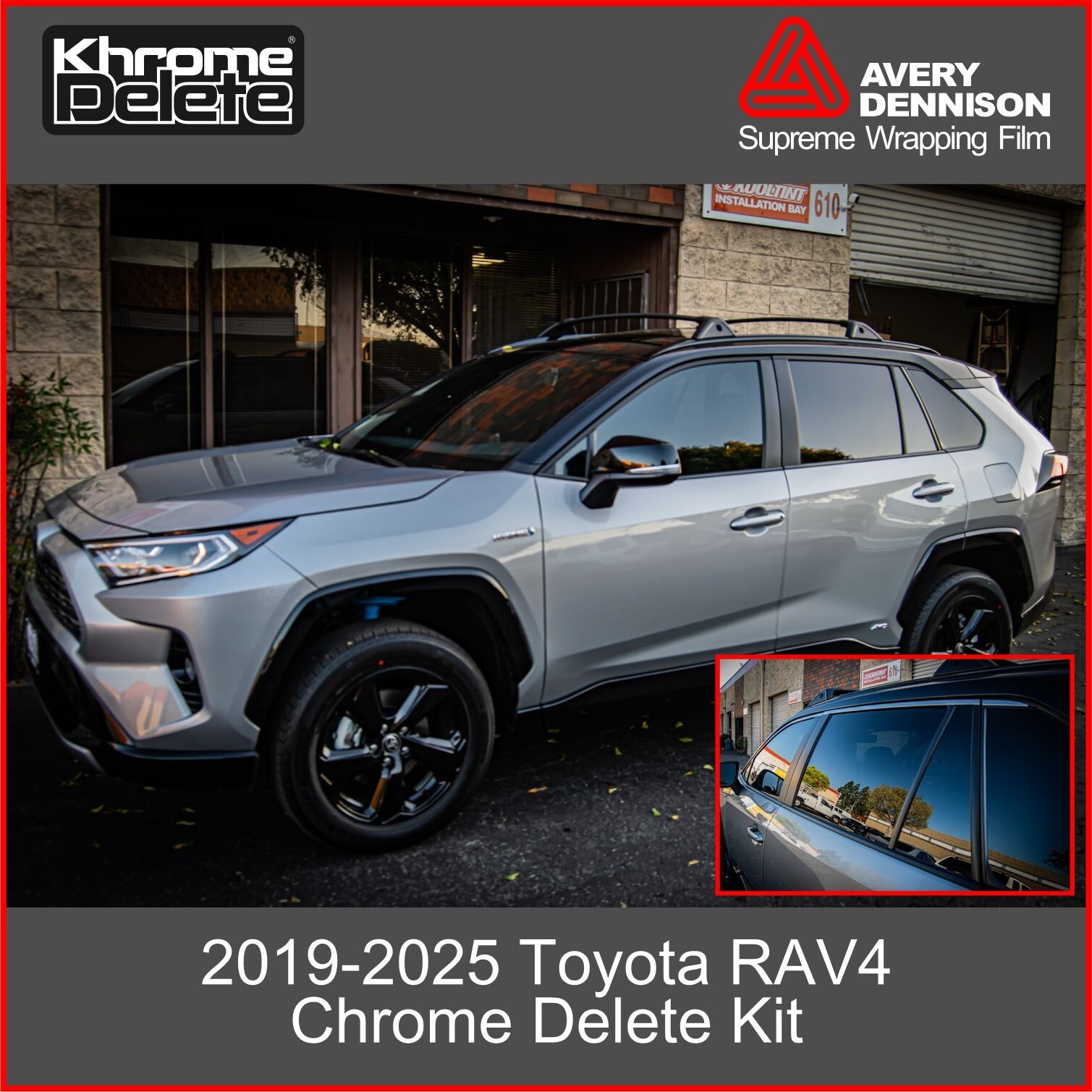 2019-2025 Toyota RAV4 Chrome Delete Vinyl Wrap Overlay – Matte Black