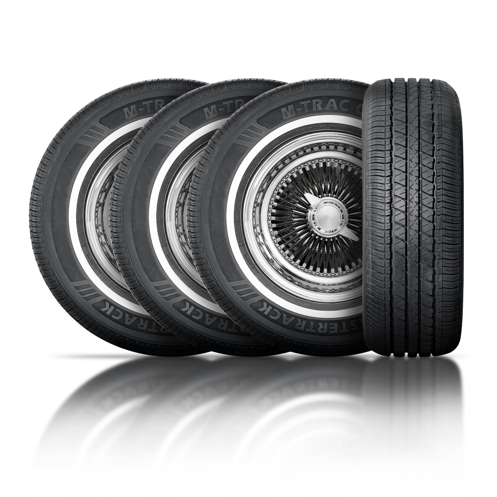 Set of 4 MASTERTRACK M-TRAC CW 185/75R14 89S 18mm White Wall A/S Passenger Tires