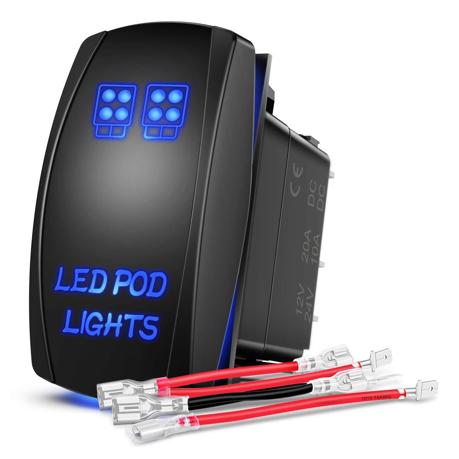 Nilight LED POD Lights Rocker Switch Led Light Bar 5Pin Laser On/Off switches