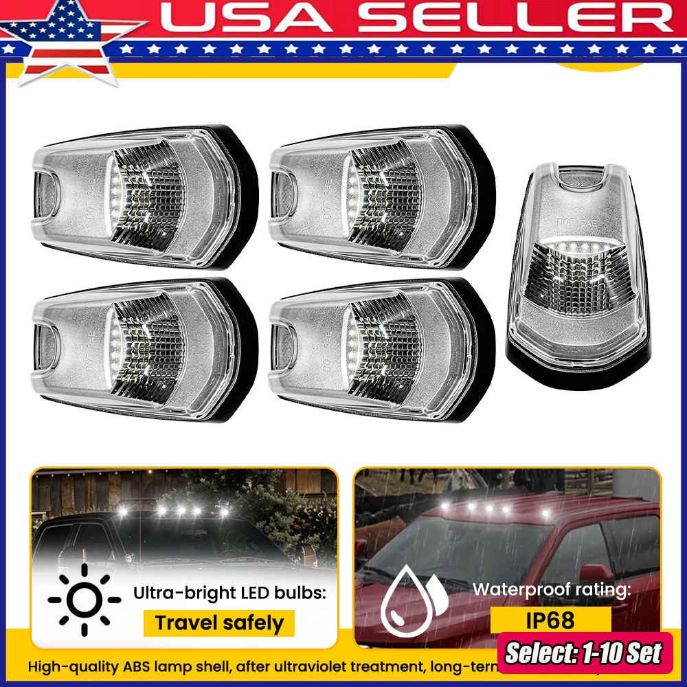 1-10x White LED Cab Marker Lights For 2017-2022 Ford F-450 Super Duty Clear Lens