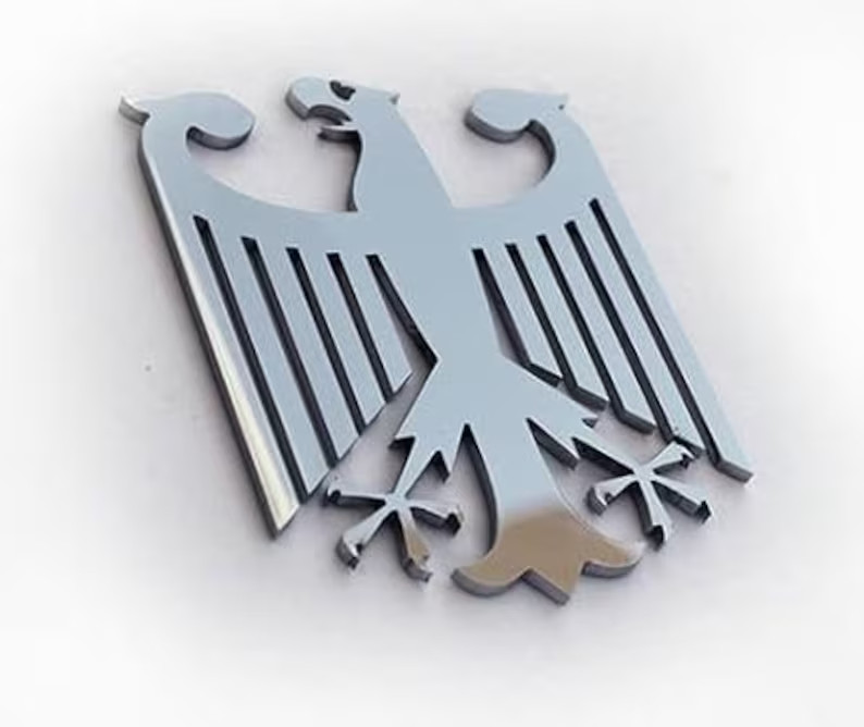 German Eagle Germany Metal Emblem Badge Crest Stainless Steel 4