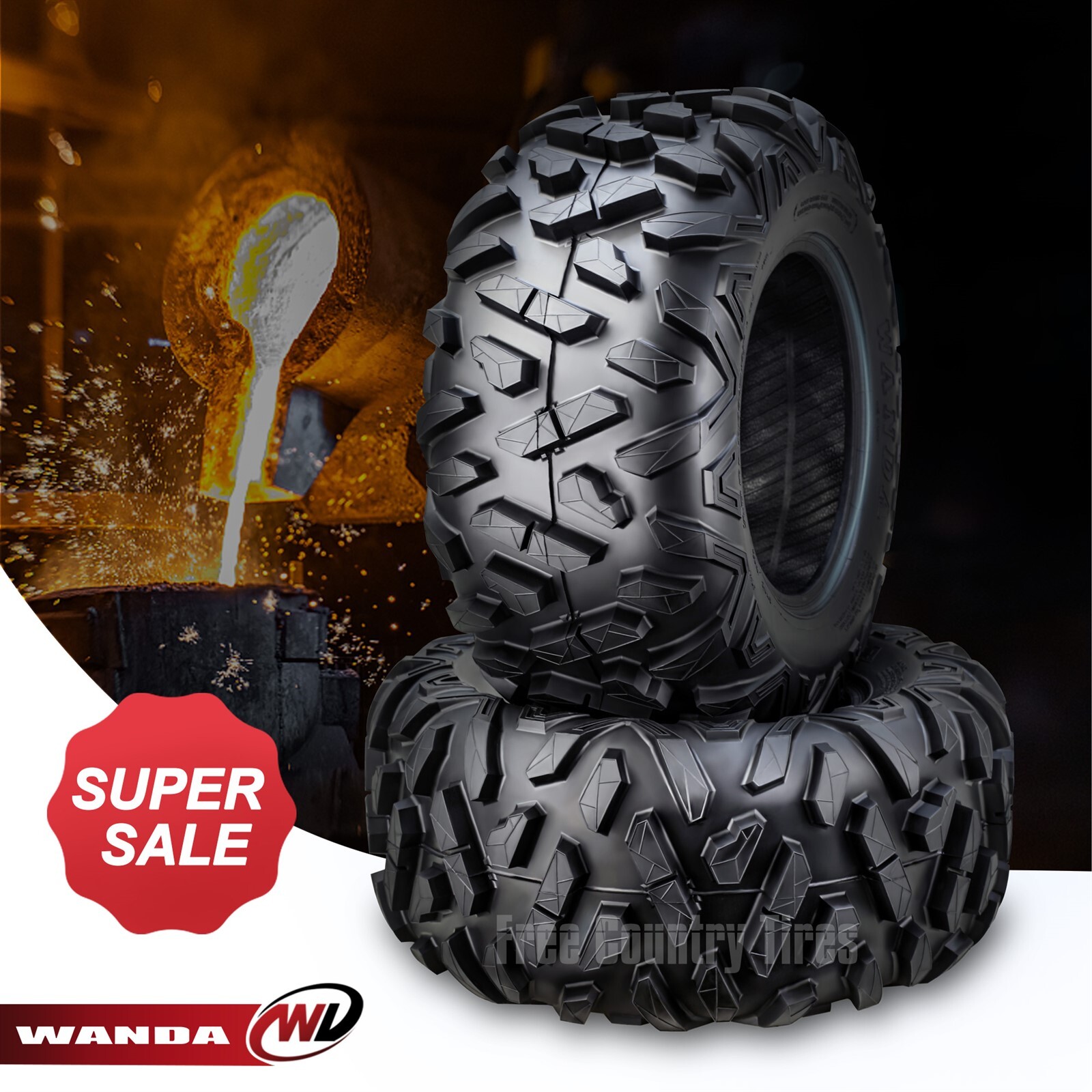 2 WANDA ATV UTV Tires 25x10-12 25x10x12 6PR P350 Bighorn Style All Terrain