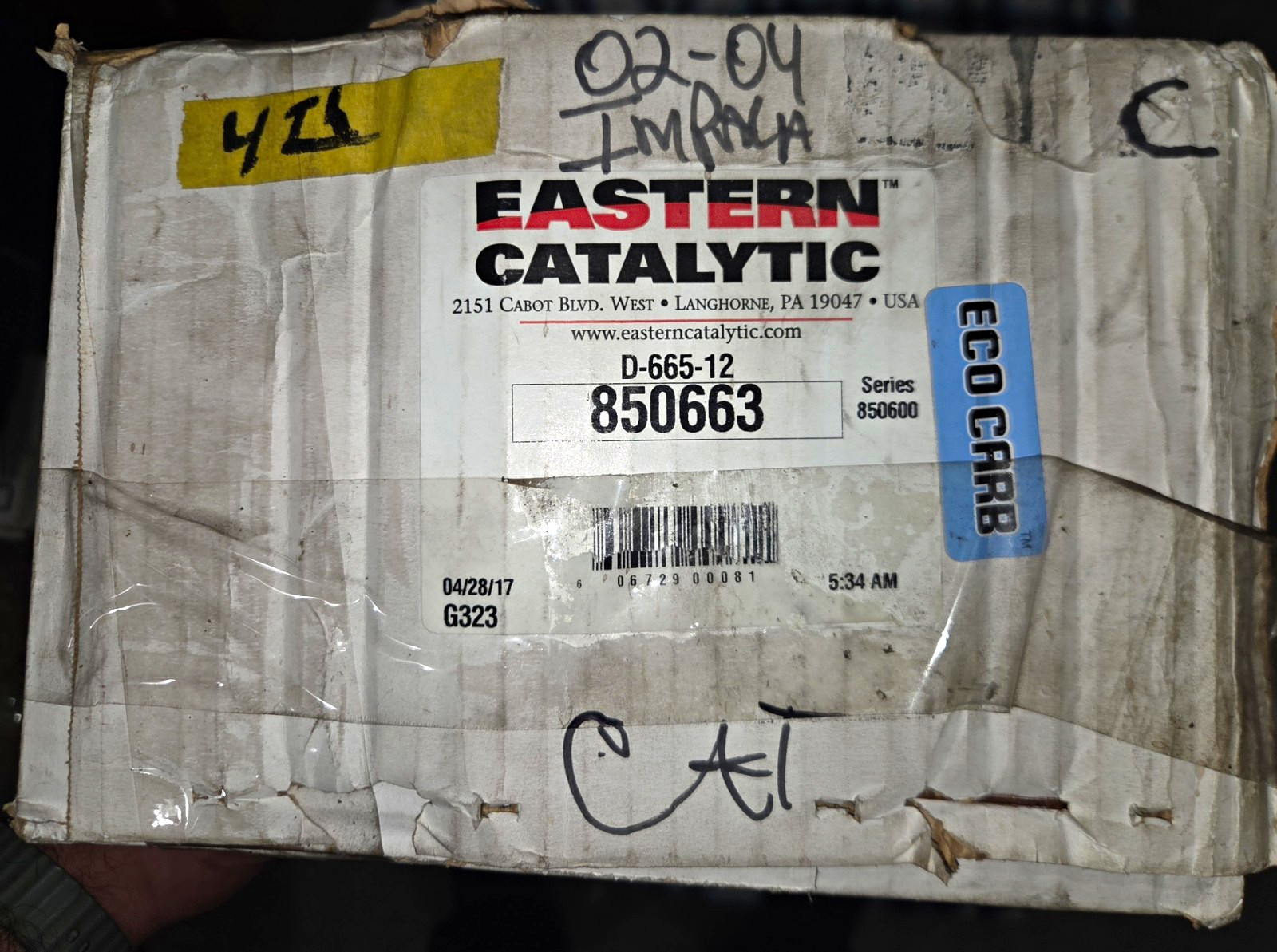 Eastern/AP Exhaust 850663 is a direct-fit, CARB-certified catalytic converter.