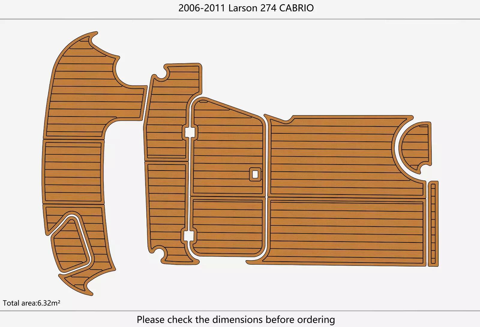 2008 Larson CABRIO 274 Swim Platform Cockpit Boat EVA Pad Faux Teak Flooring Mat